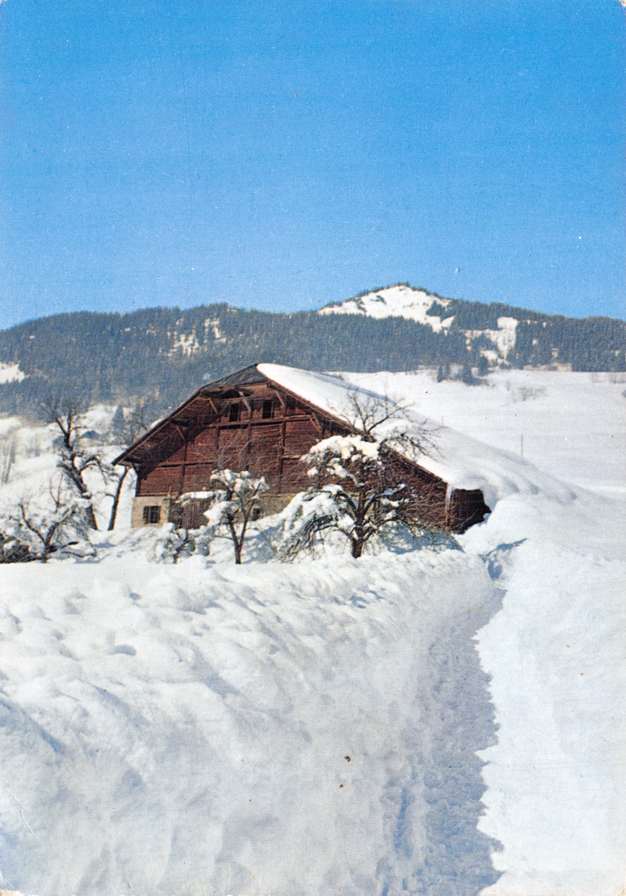 Paesaggio invernale — Chalet innevato ai piedi delle montagne — Éditions de France, n° 13.355