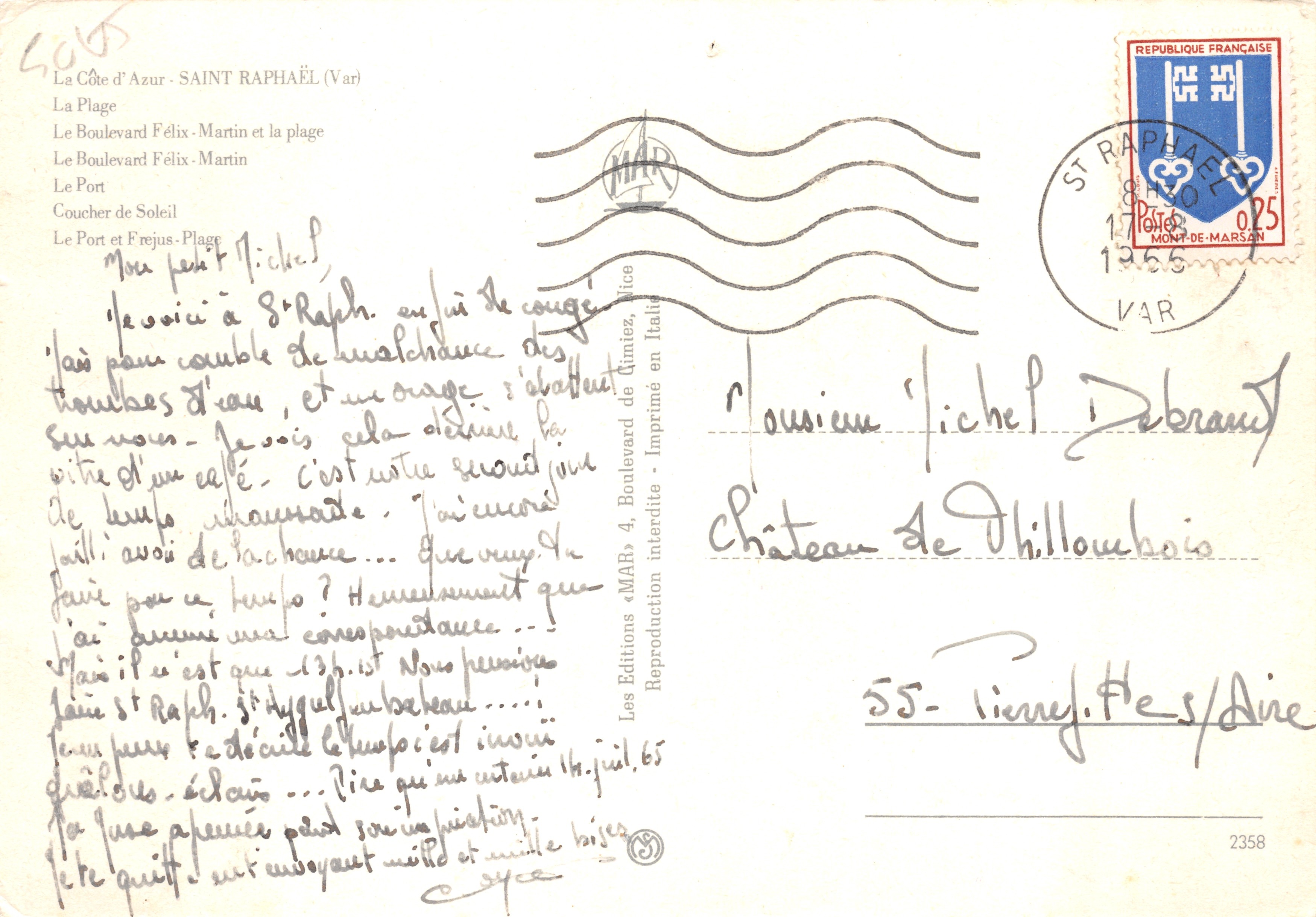 Saint-Raphaël — Côte d'Azur — Editore « MAR » Editions — Verso