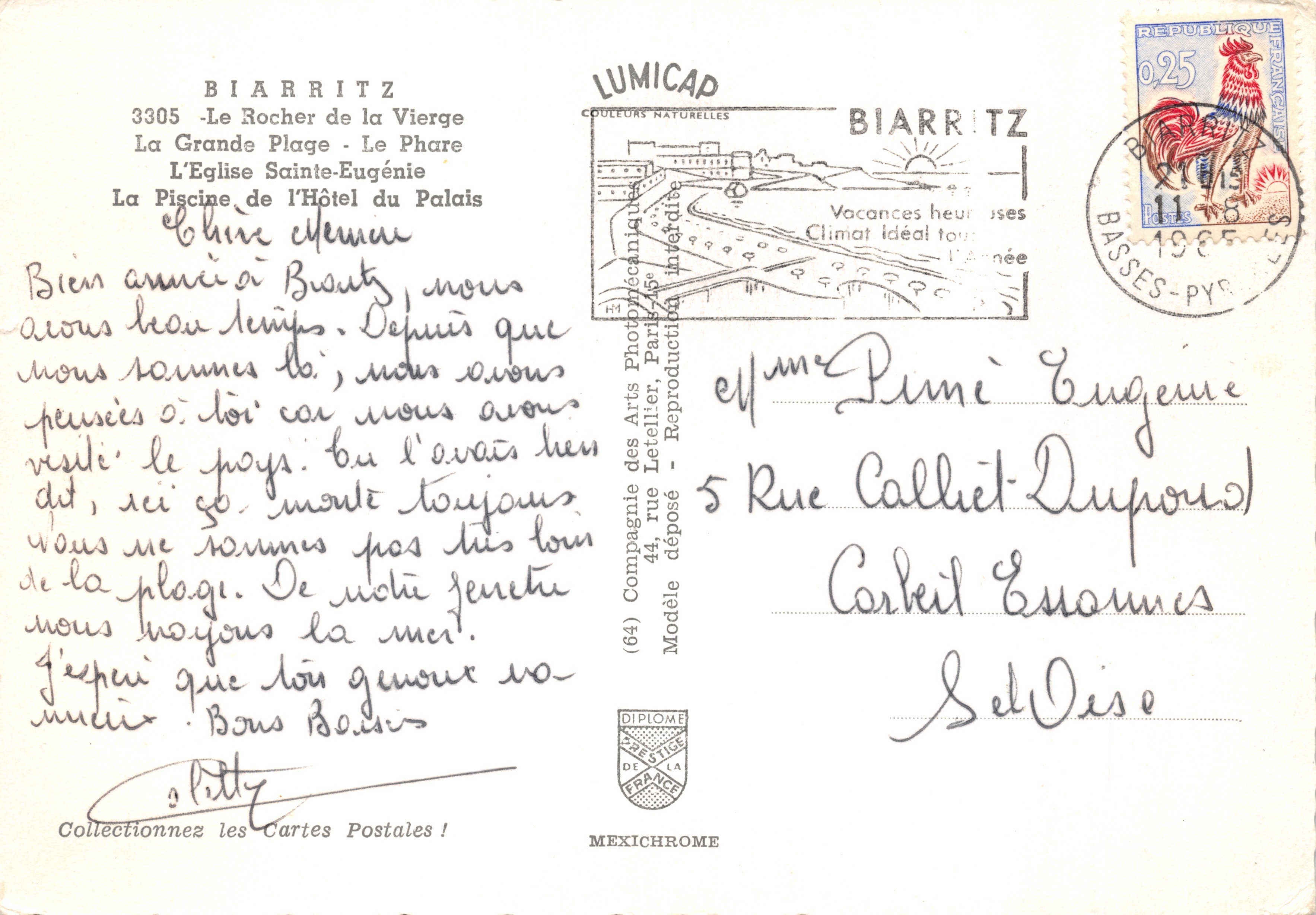 Biarritz — vue panoramique avec phare, plage, église et piscine — éditeur IRIS — Reverso