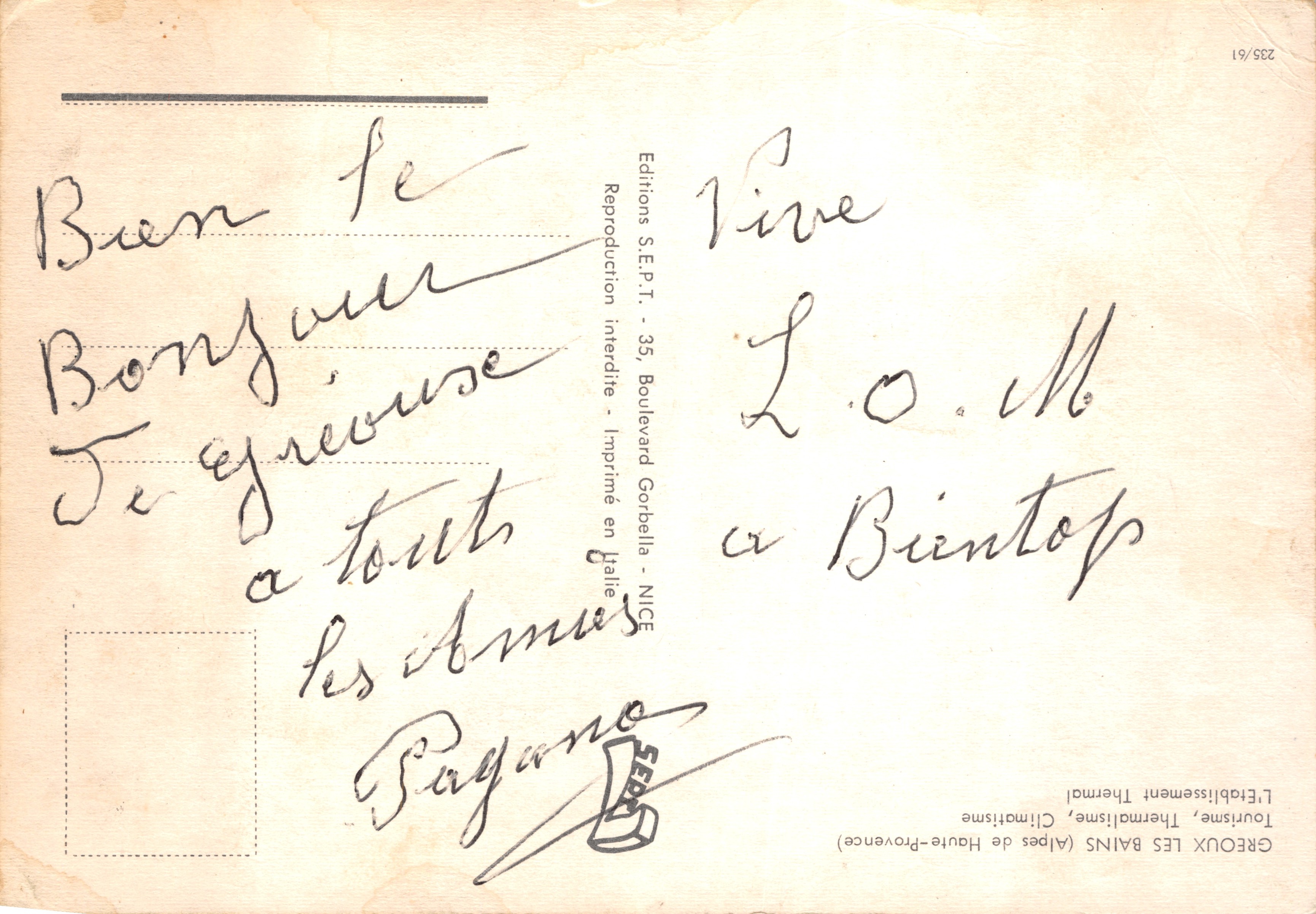 Thermes Troglodytes — éditeur Éditions S.E.P.T. — n° 235/61 — Reverso