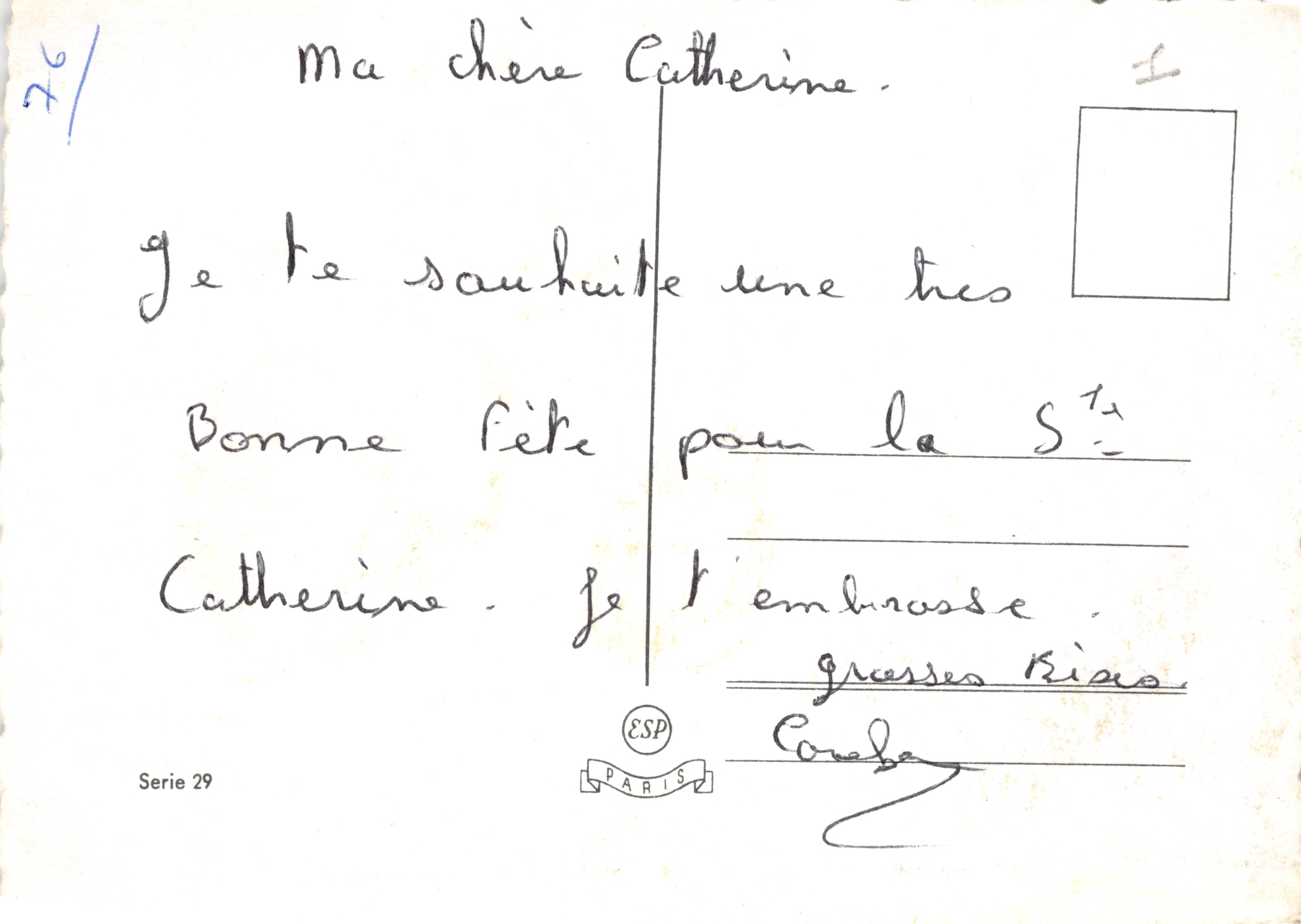 Bouquet de roses — illustration colorée — éditeur ESP PARIS, série 29 — Verso