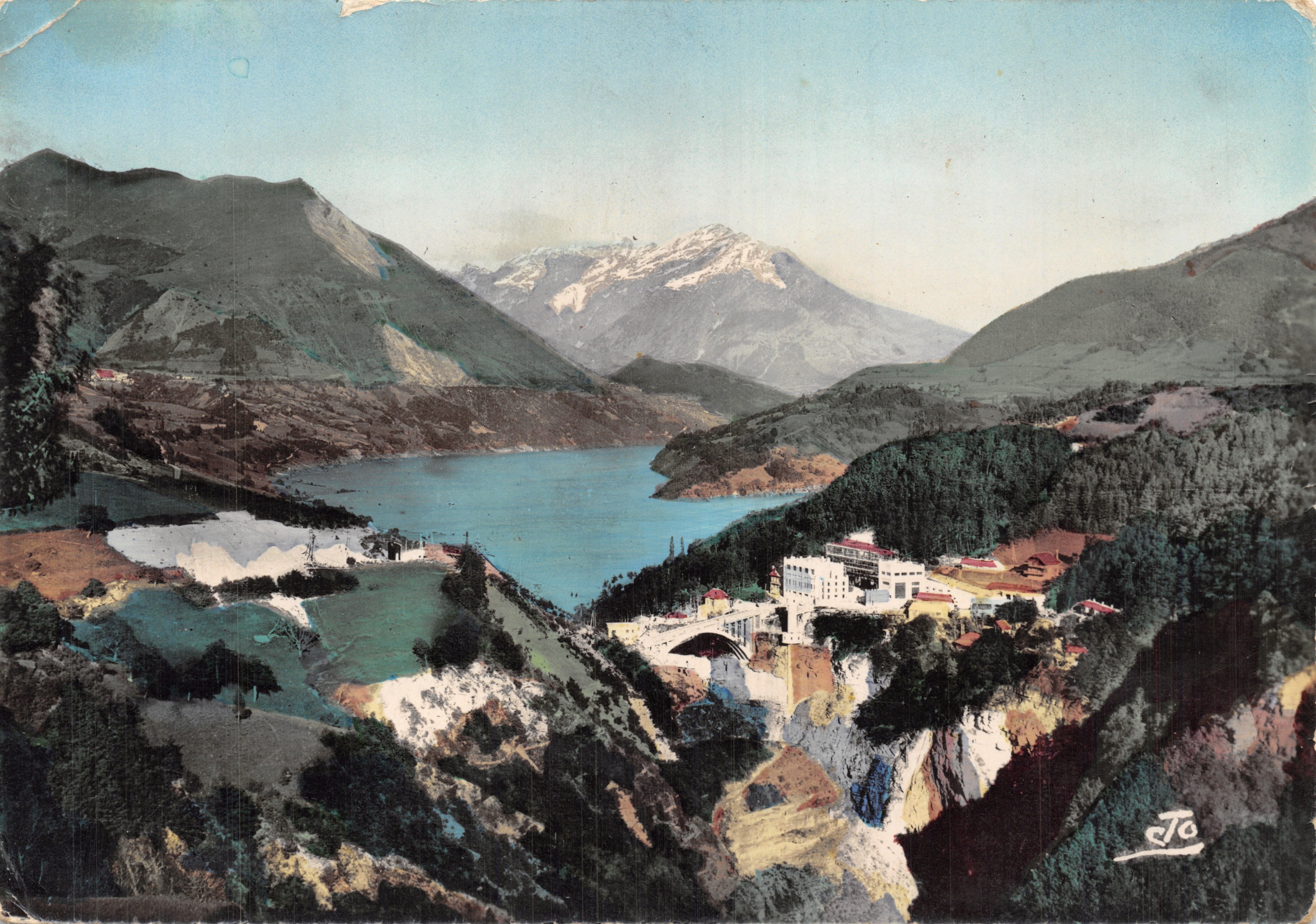 Lac du Sautet — vue du pont et du barrage — éditeur ABEIL, GAP