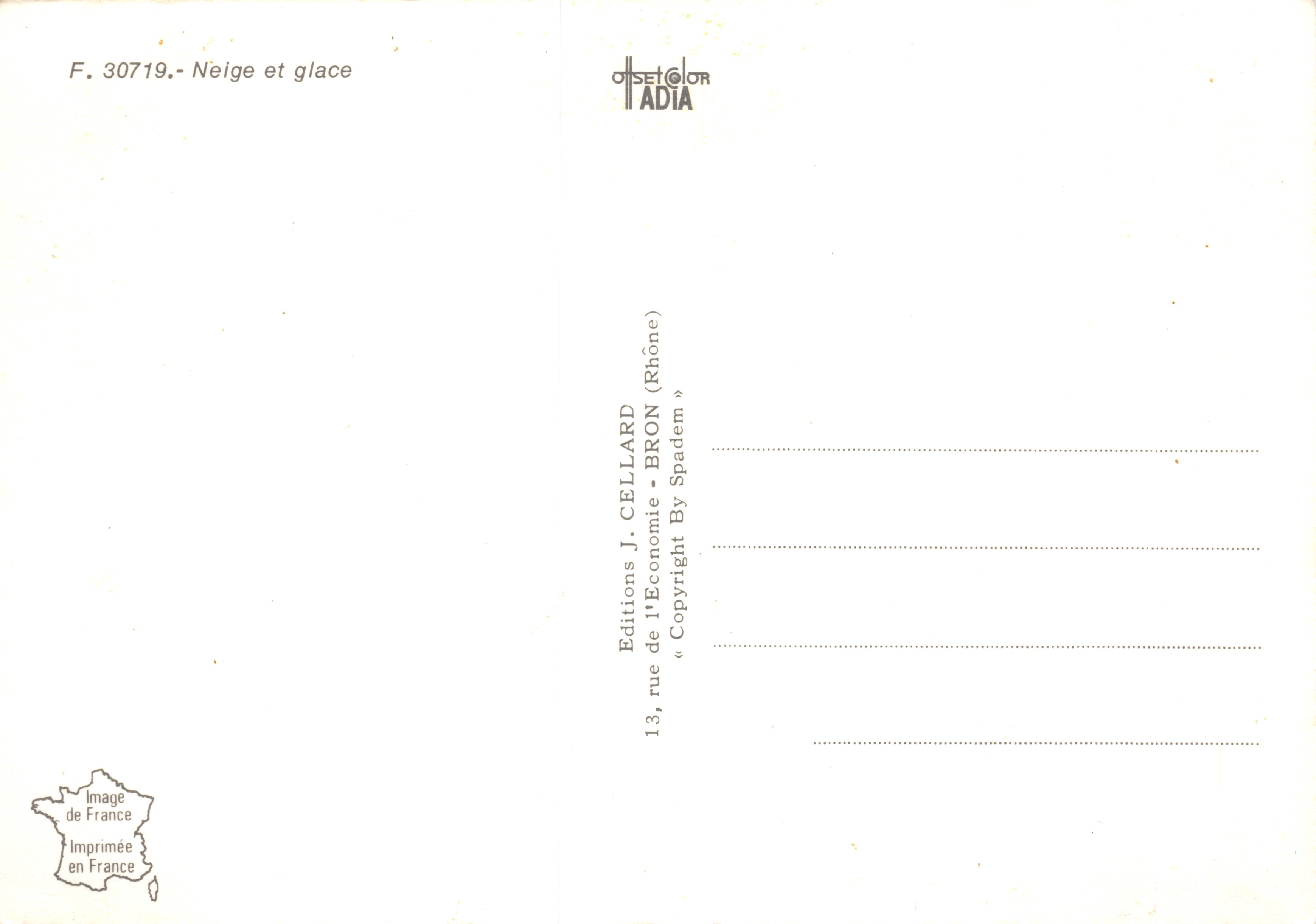 Chute d'eau gelée — cascade enneigée avec stalactites — Éditions J. CELLARD — Rückseite
