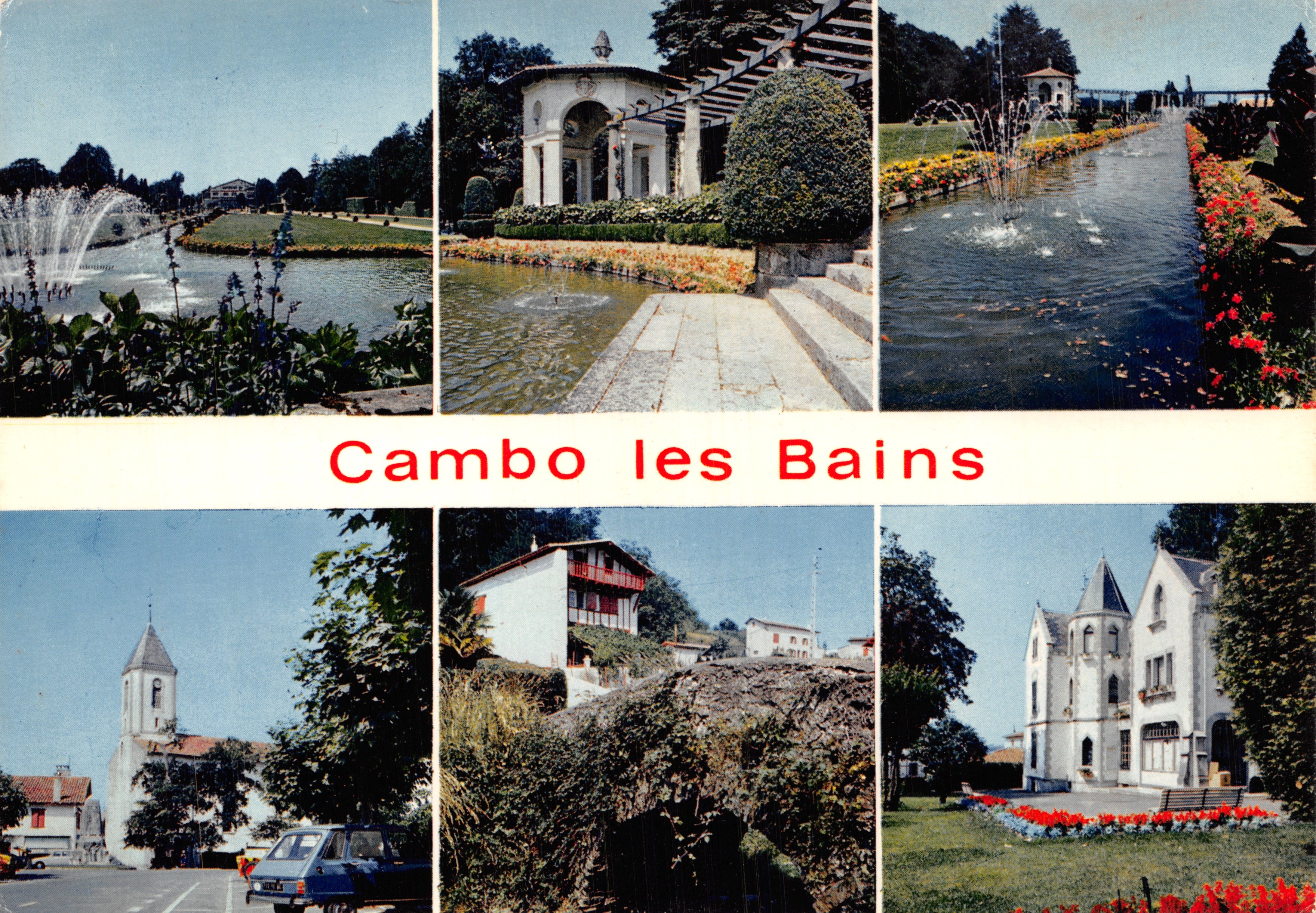 Cambo les Bains — vue panoramique des jardins, fontaines et édifices — Éditions LA CIGOGNE
