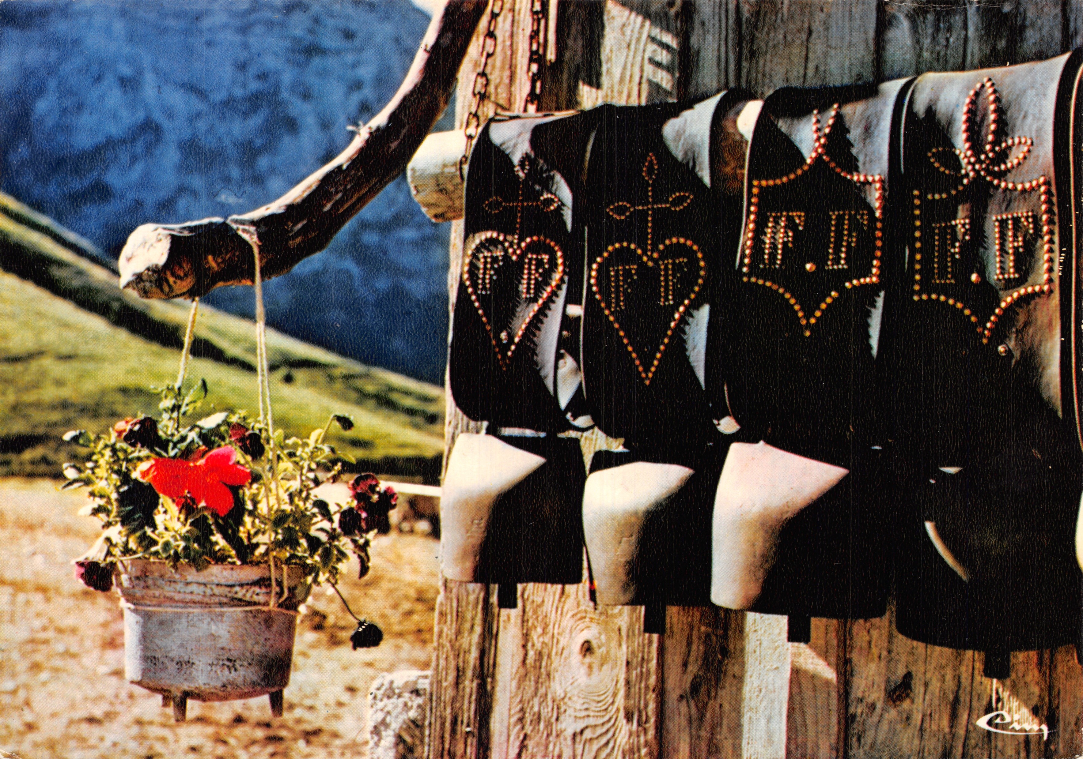 Sonnailles — décorations de vaches à motifs brodés — Photo Marmounier, n° 3 PP 78 0676