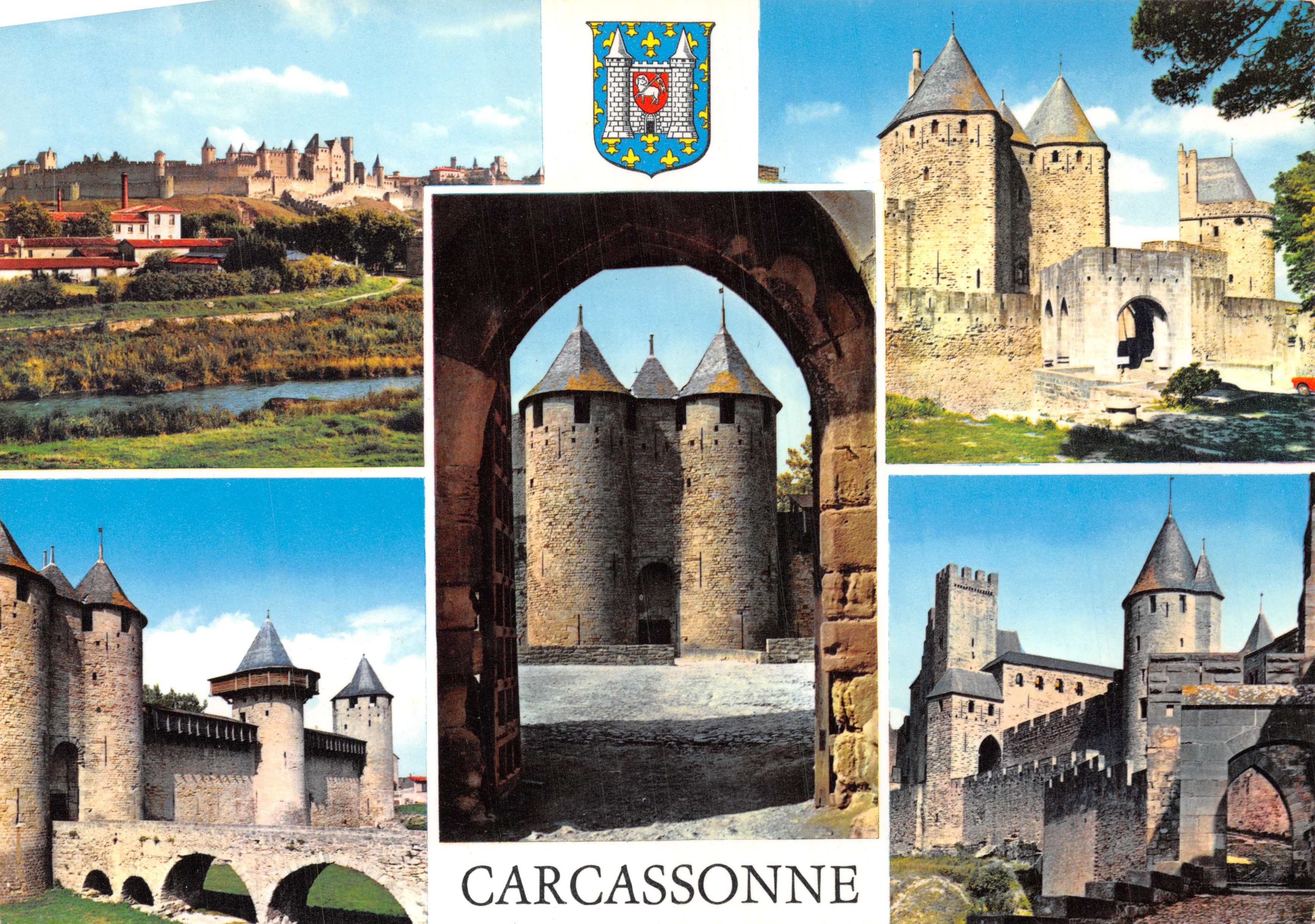 Carcassonne — vue générale et portes fortifiées — Éditions MAR, Nice