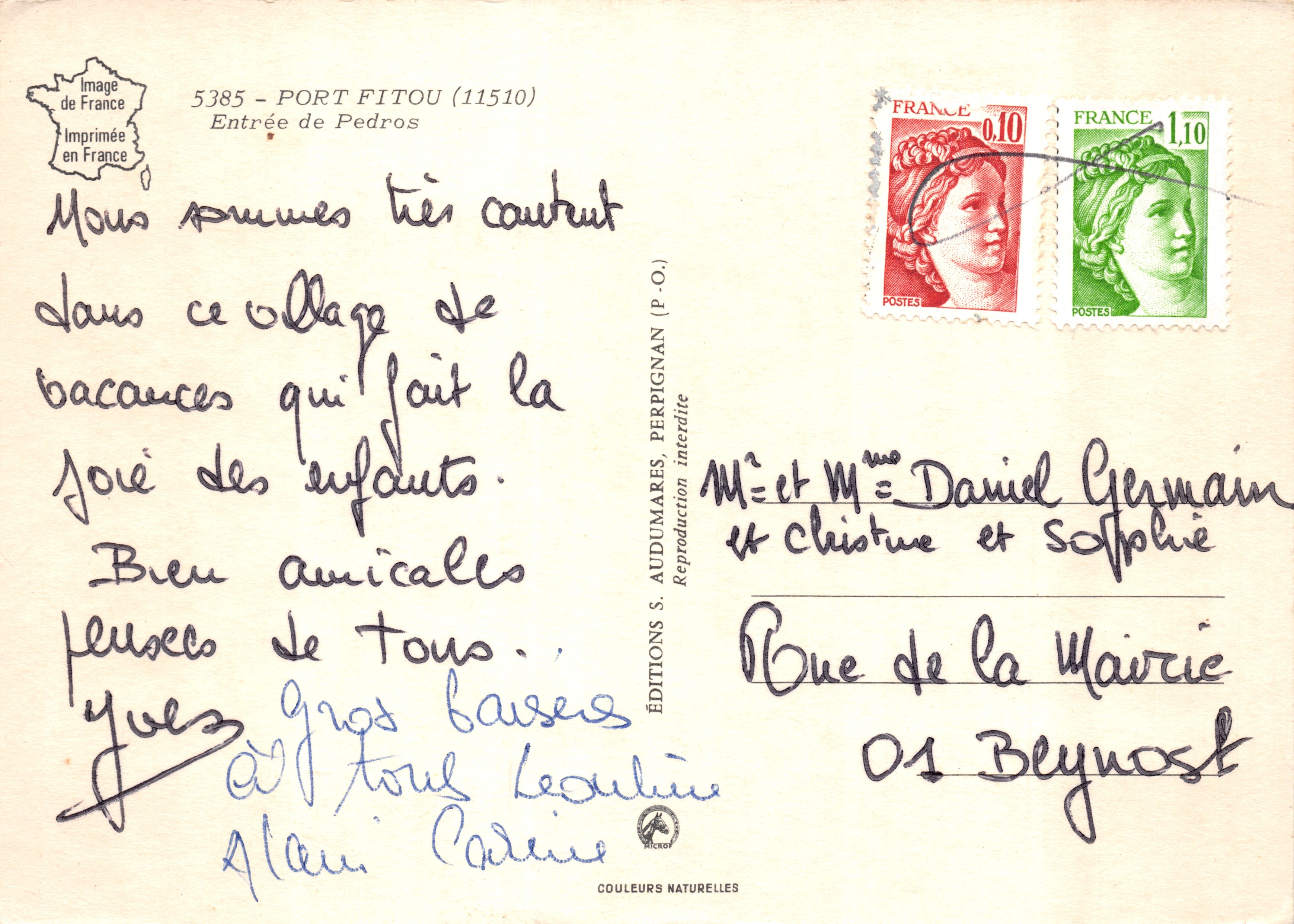 Entrée de Pedros — village de Baccaraces — Éditions S. Audumares, Perpignan (P.O.) — Rückseite