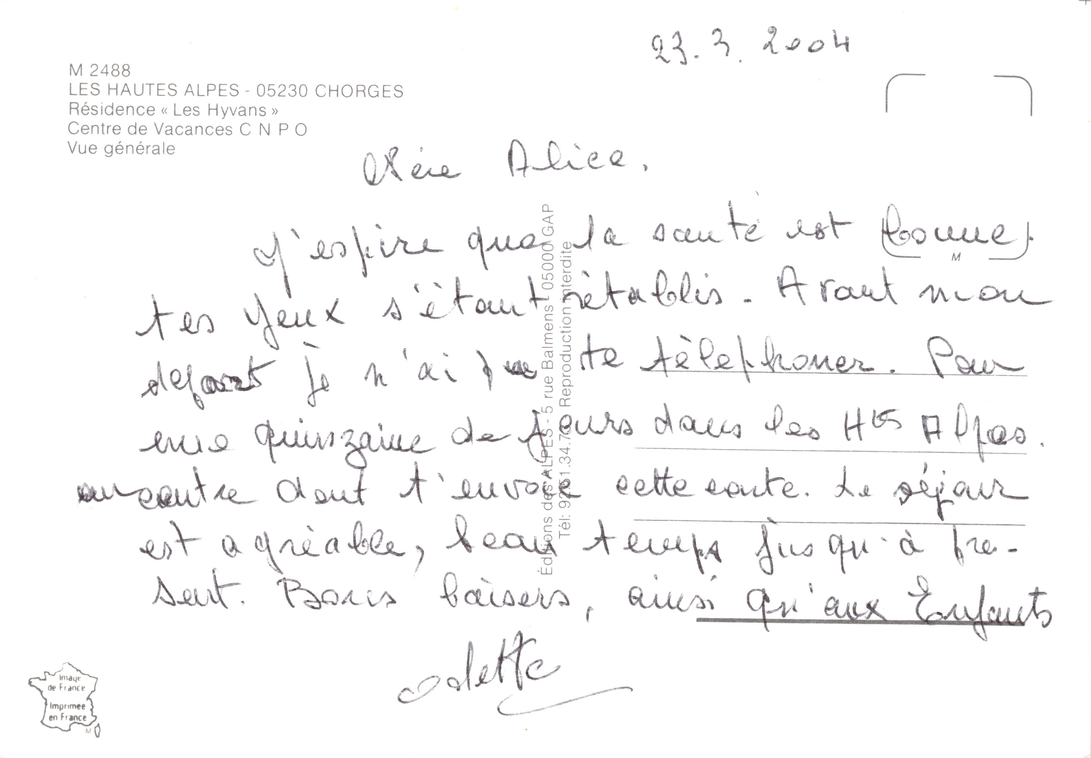Les Hyvans — Vista generale del centro vacanze — Éditions des Hautes-Alpes — Verso