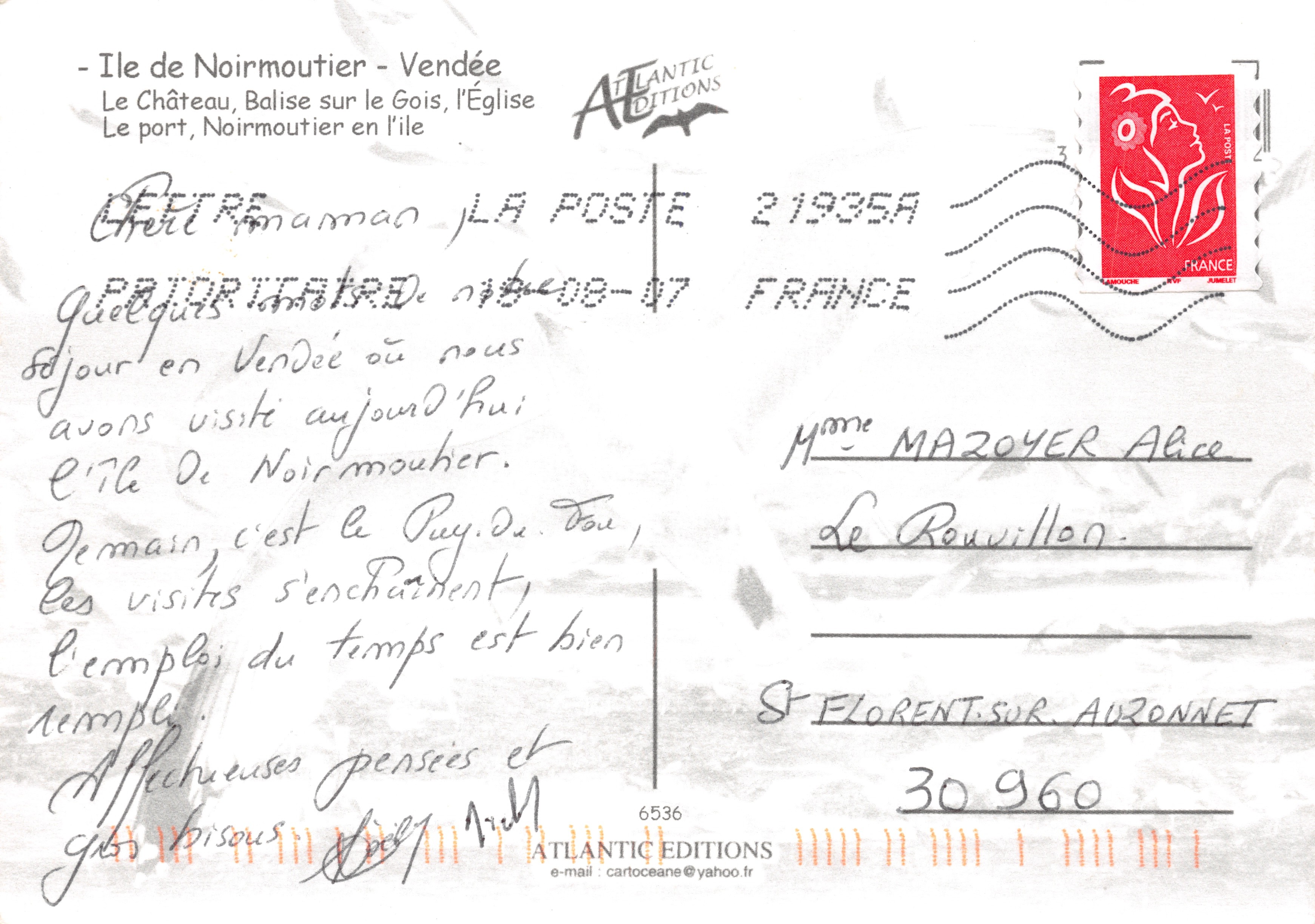 Isola di Noirmoutier — vista panoramica con castello, porto e faro — Atlantic Editions — Verso