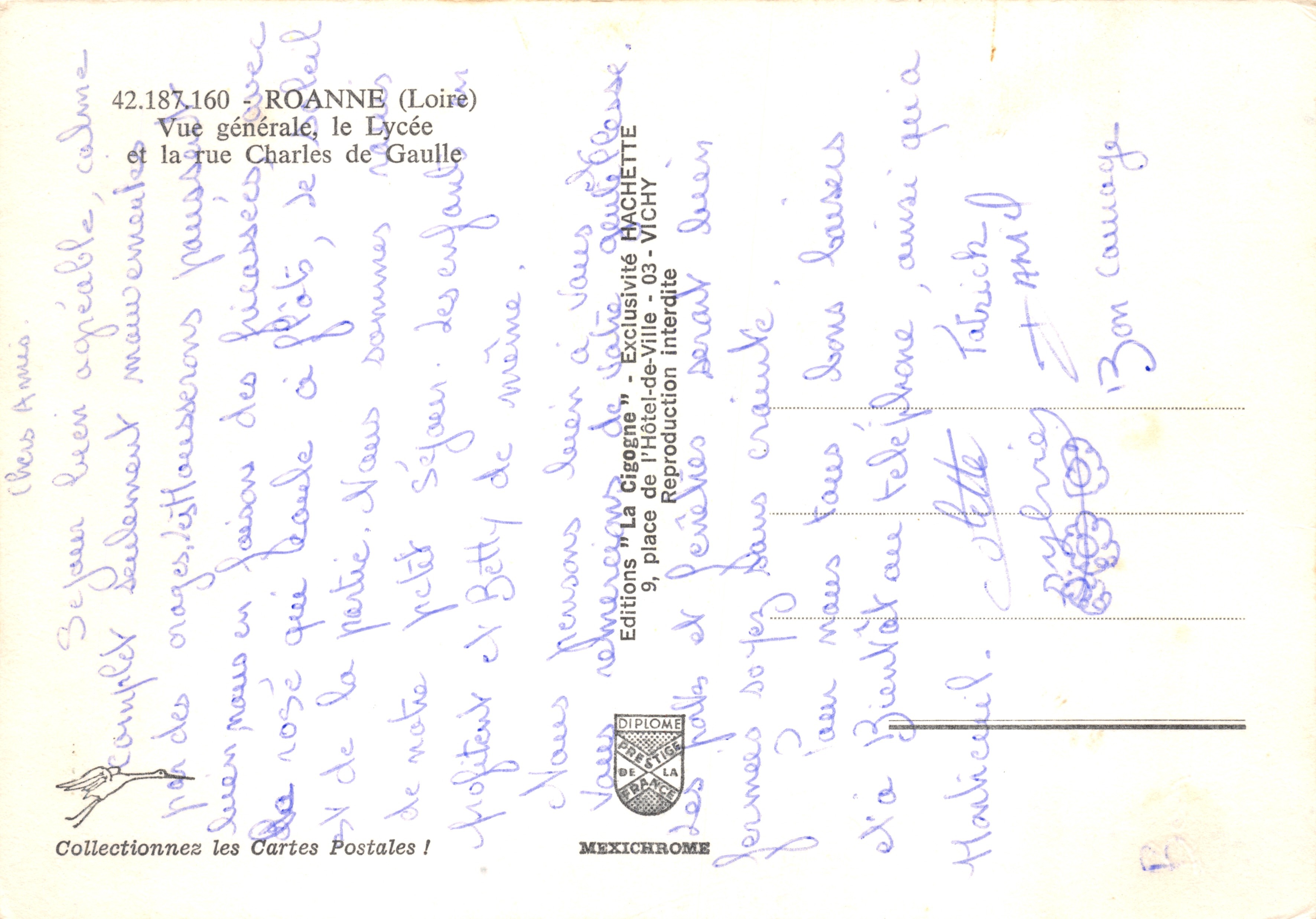 Roanne (Loire) — Vue générale, le Lycée et la rue Charles de Gaulle — Éditions HACHETTE — Reverso