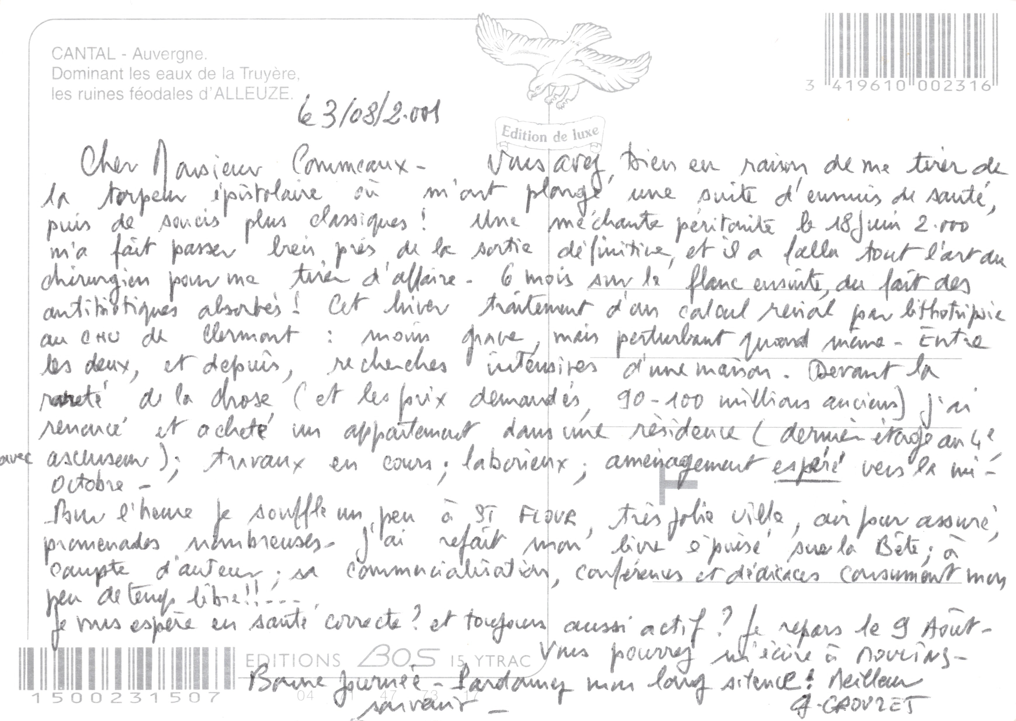 Castello di Cantal — rovine feudali che dominano le acque dell'Alleuze — Edizione di lusso — Verso