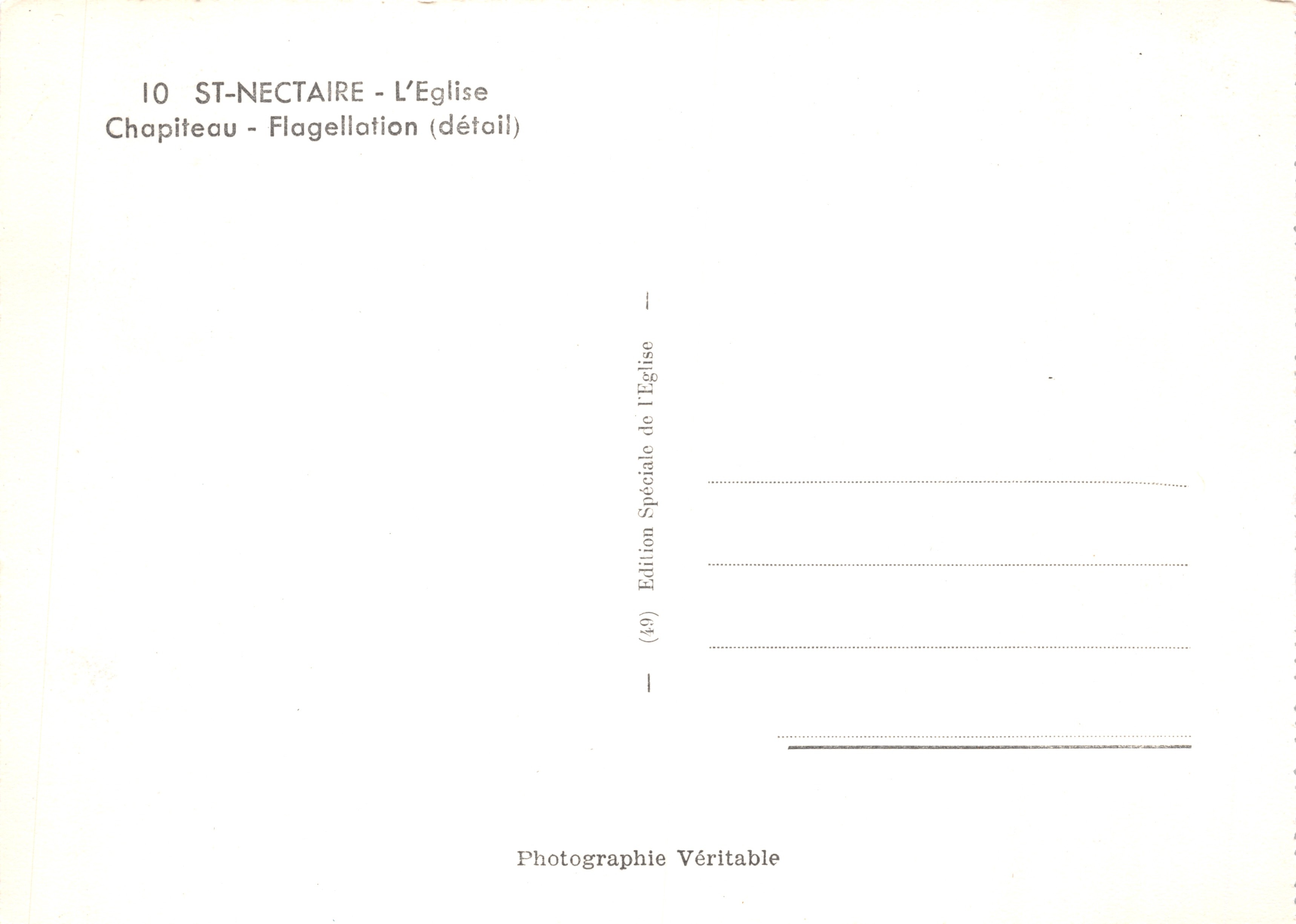 Saint-Nectaire — Détail du chapiteau de l'église — Édition Spéciale de l'Église — Verso