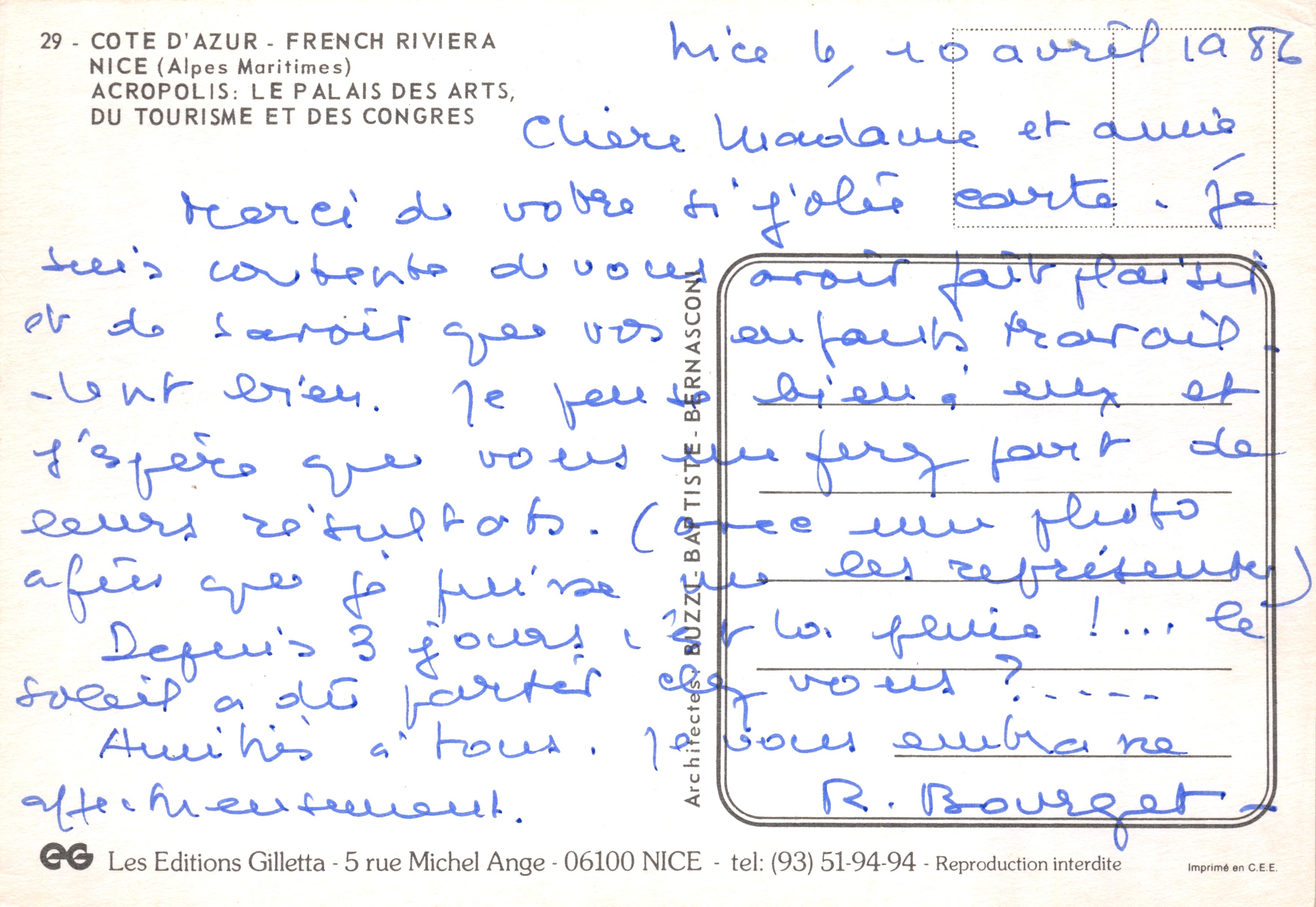Acropolis - Palais des Congrès de Nice — éditeur Les Editions Gilletta — Achterkant