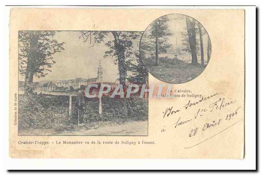 Grande-Trappe — Le Monastère vu de la route de Soligny à l'ouest — Collection (n° 25 sujets)