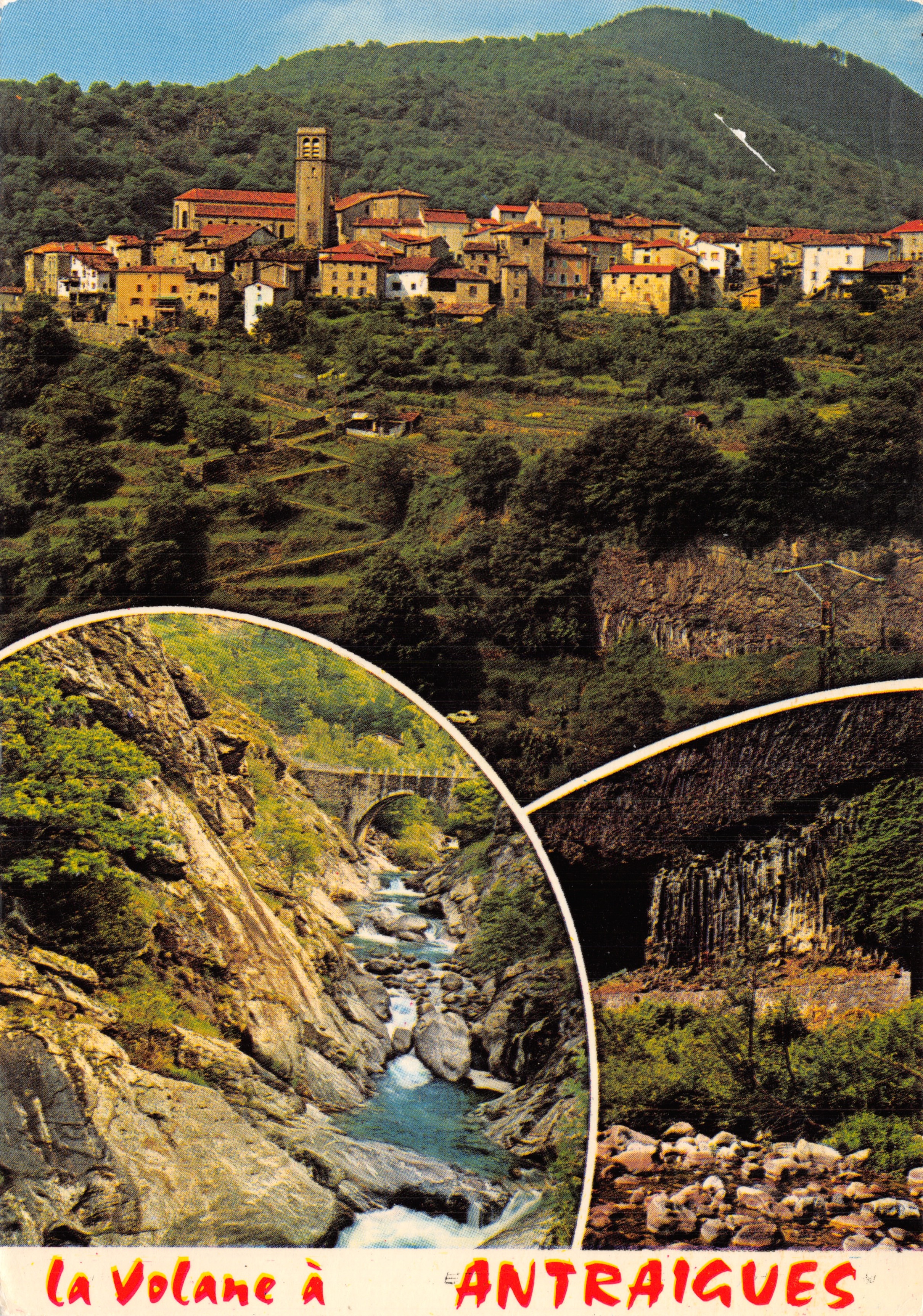 La Volane en Antraigues — vista del pueblo y del cañón, editor Ed. J. Céleard, n.º A.566