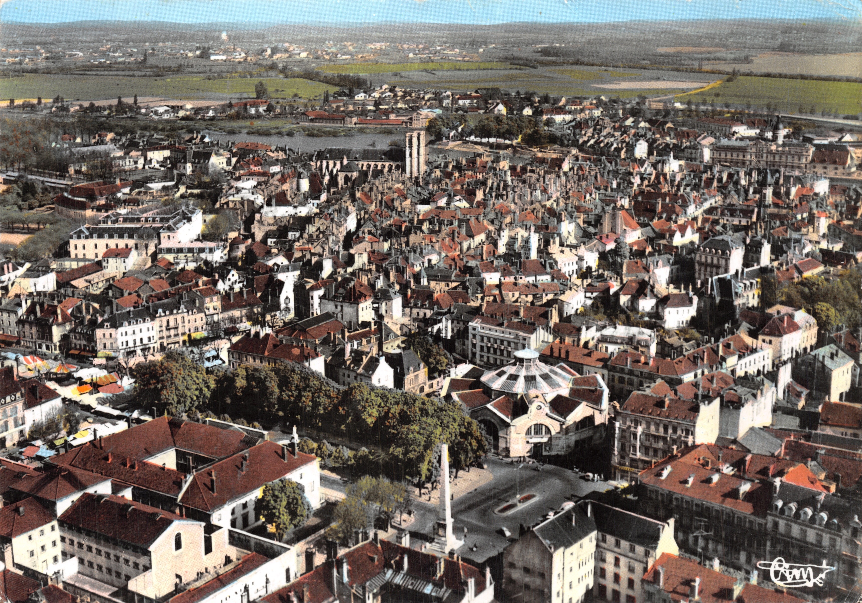 Chalon-sur-Saône — vista aérea general del centro — editor CHALON SUR-SAÔNE, n.º 234-51