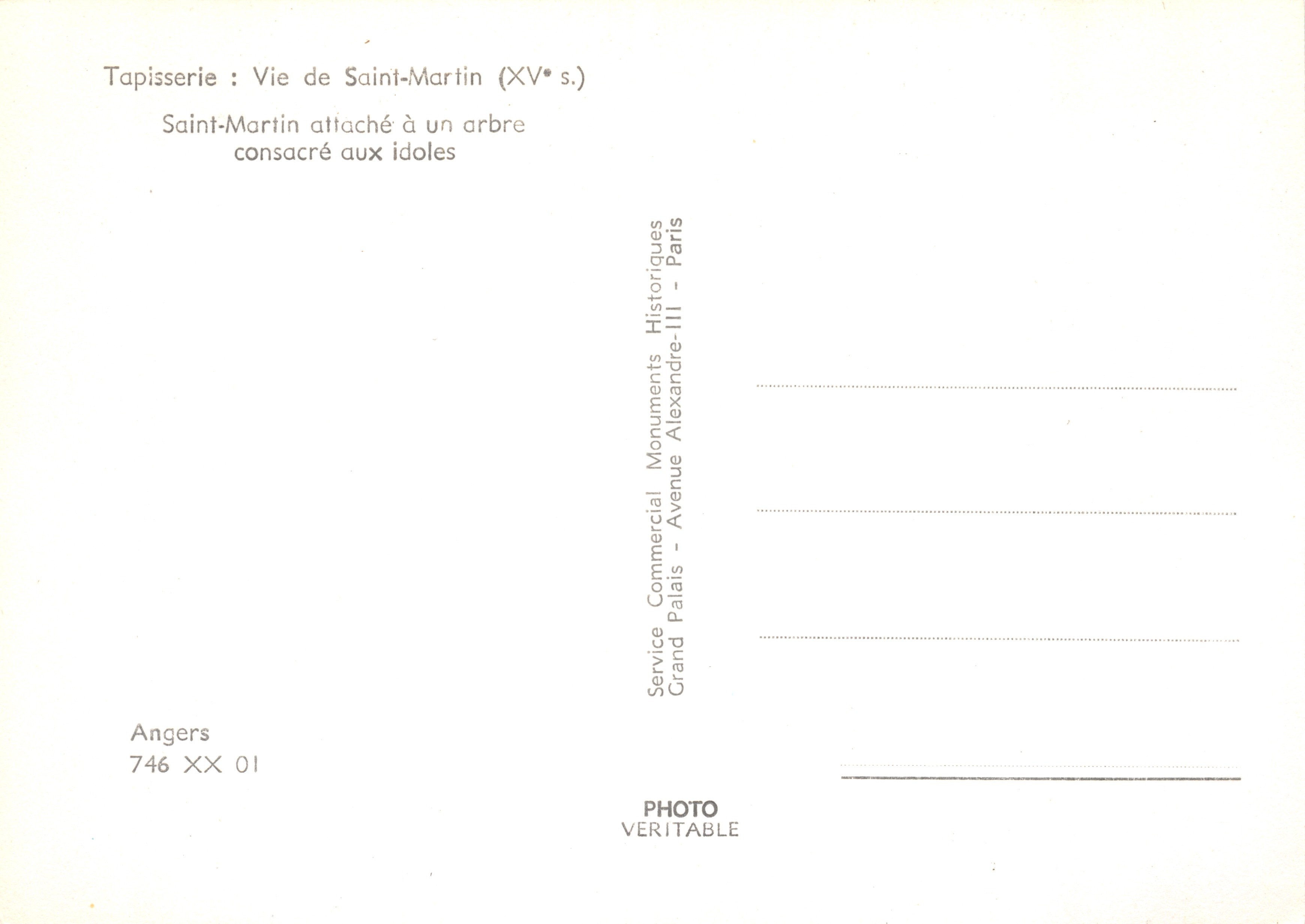 Sint-Maarten vastgebonden aan een boom — scène uit het leven van Sint-Maarten (15e eeuw) — Service Commercial Grand Palais, Angers — Achterkant