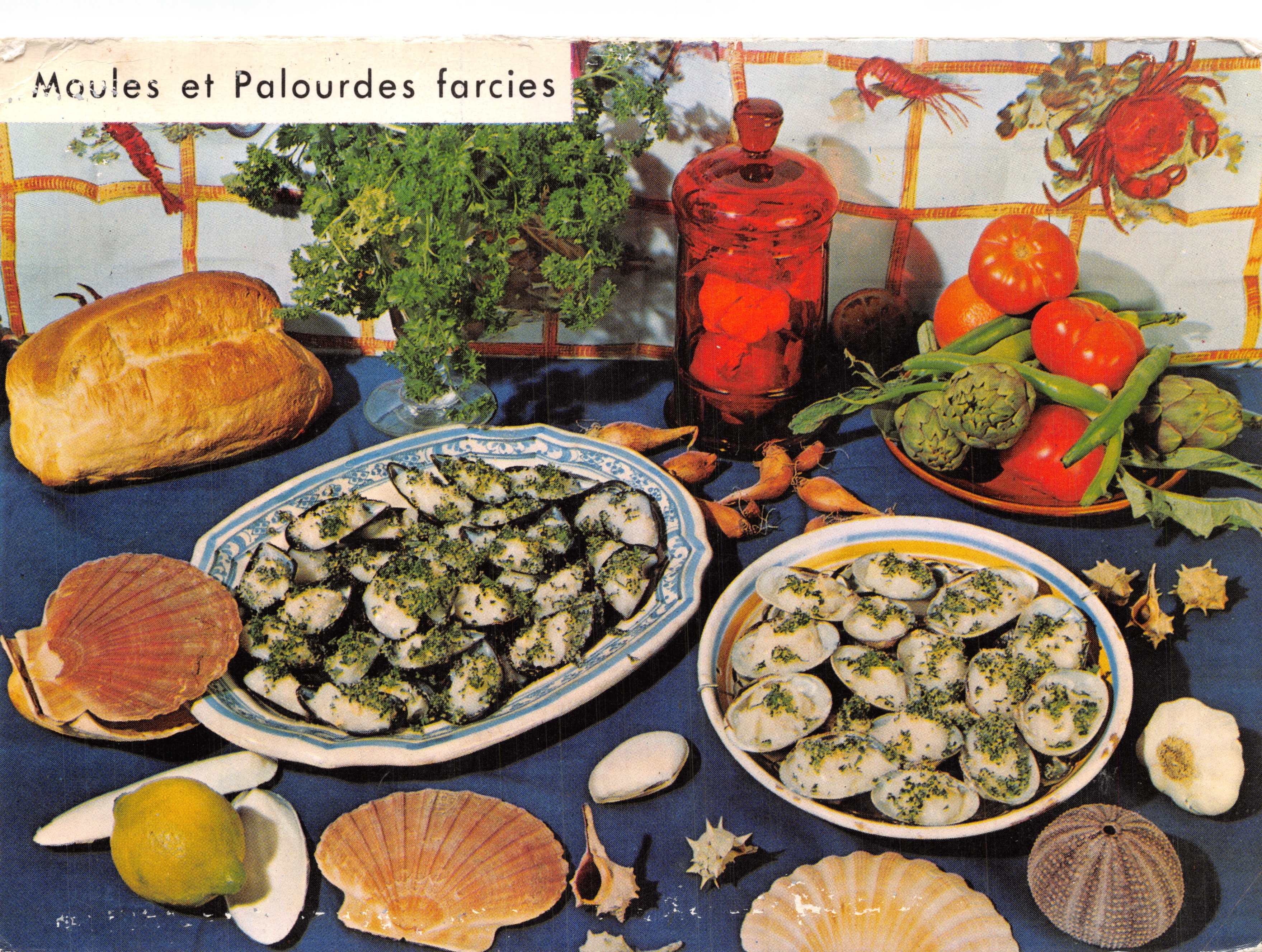 Maoules e Palourdes farcite — piatto di frutti di mare — editore MICEAUX, Riproduzione della Ricetta N° 621