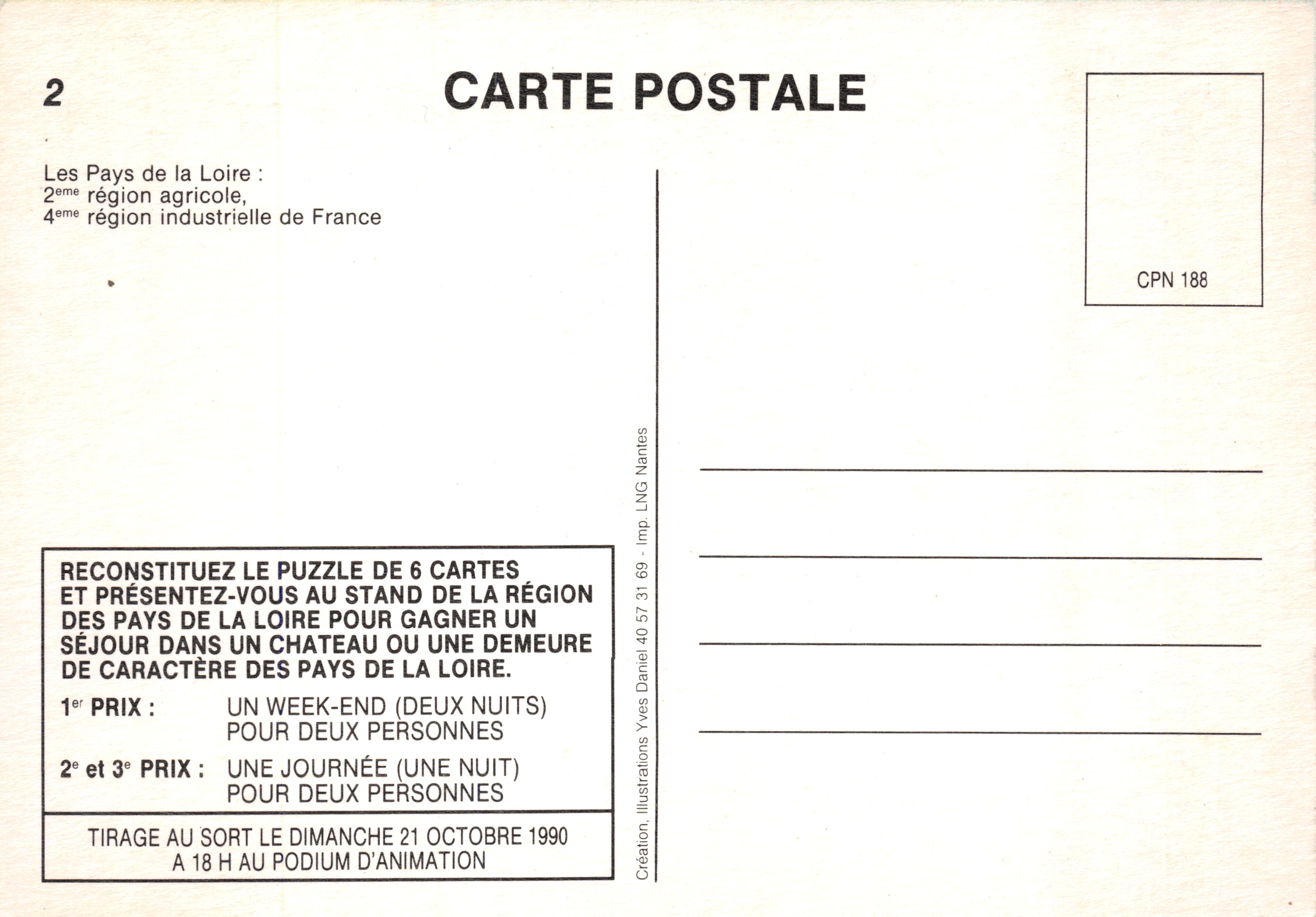 Il Maniero di Ponsay — Saint-Mars-des-Prés — Editore Imp. LING Nantes, n° CPN 188 — Verso