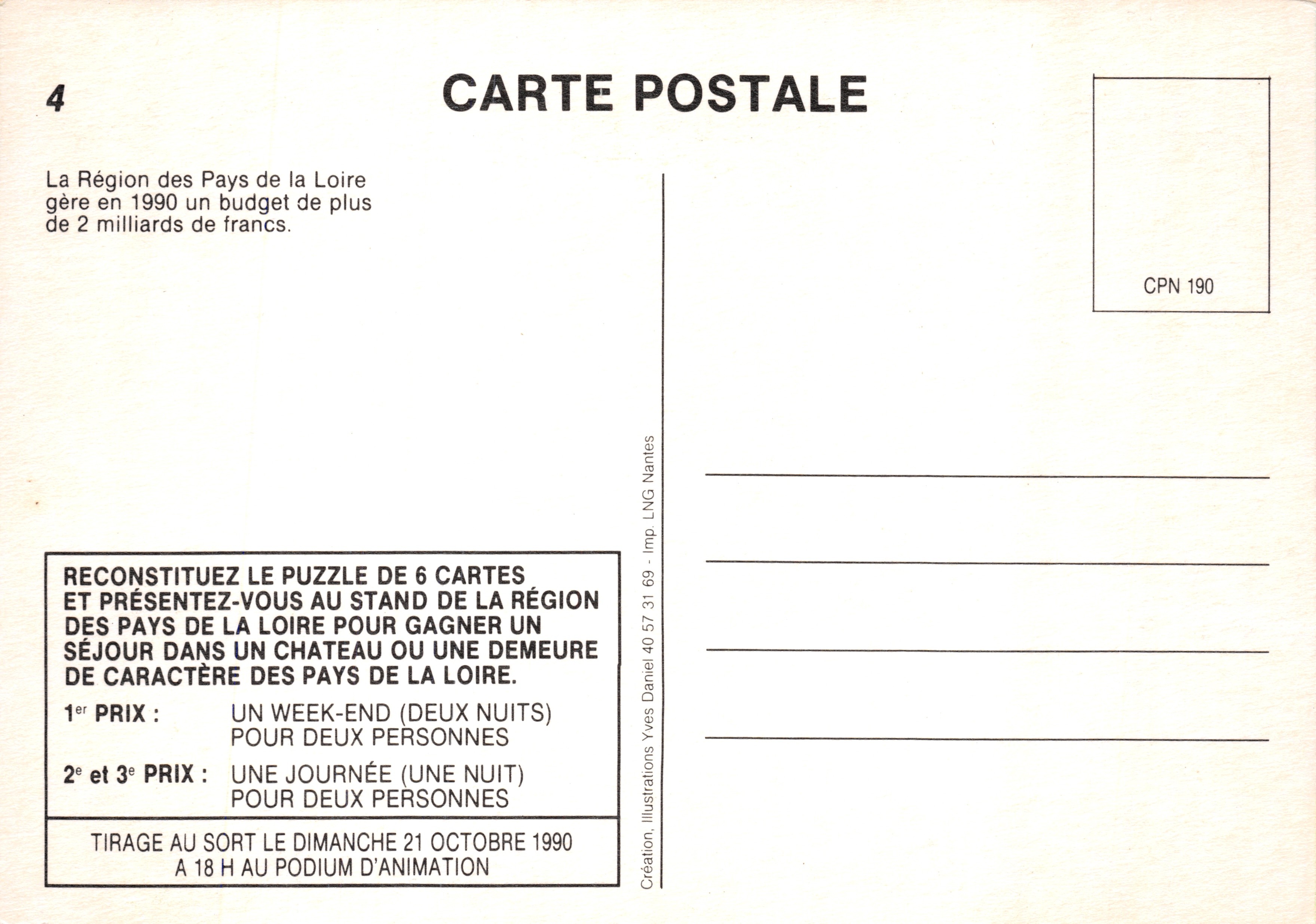 Castillo de la Motte-Henry — Arquenay — editor CPN 190 — Reverso