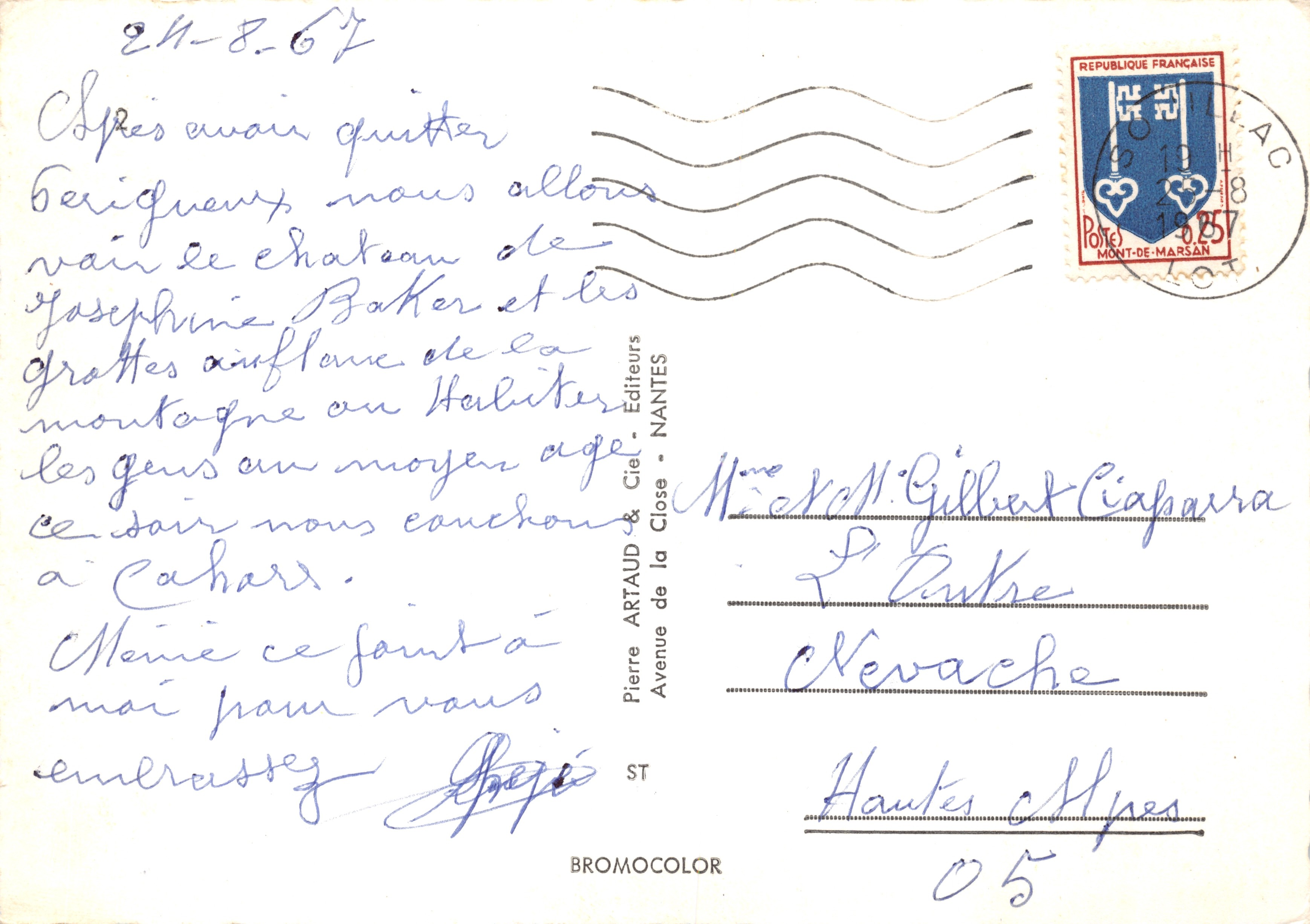 Sarlat — Maison Natale de la Boétie, Place de la Liberté, Beynac, Caisac — Éditeur Pierre Artaud & Cie, Nantes — Verso