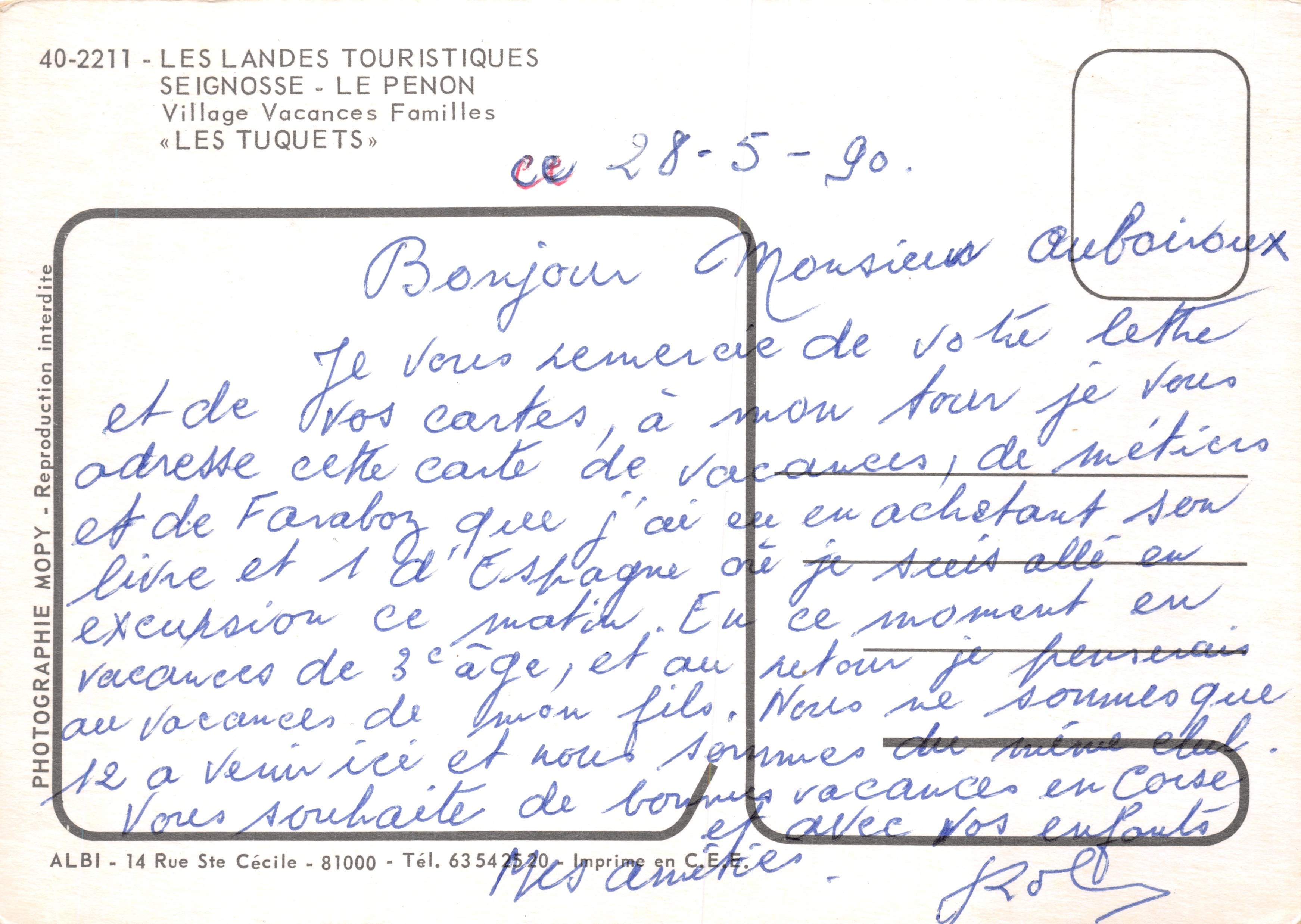 Seignosse - vue "Les Tuquets" — éditeur MOPY, imprimé sur la carte — Reverso
