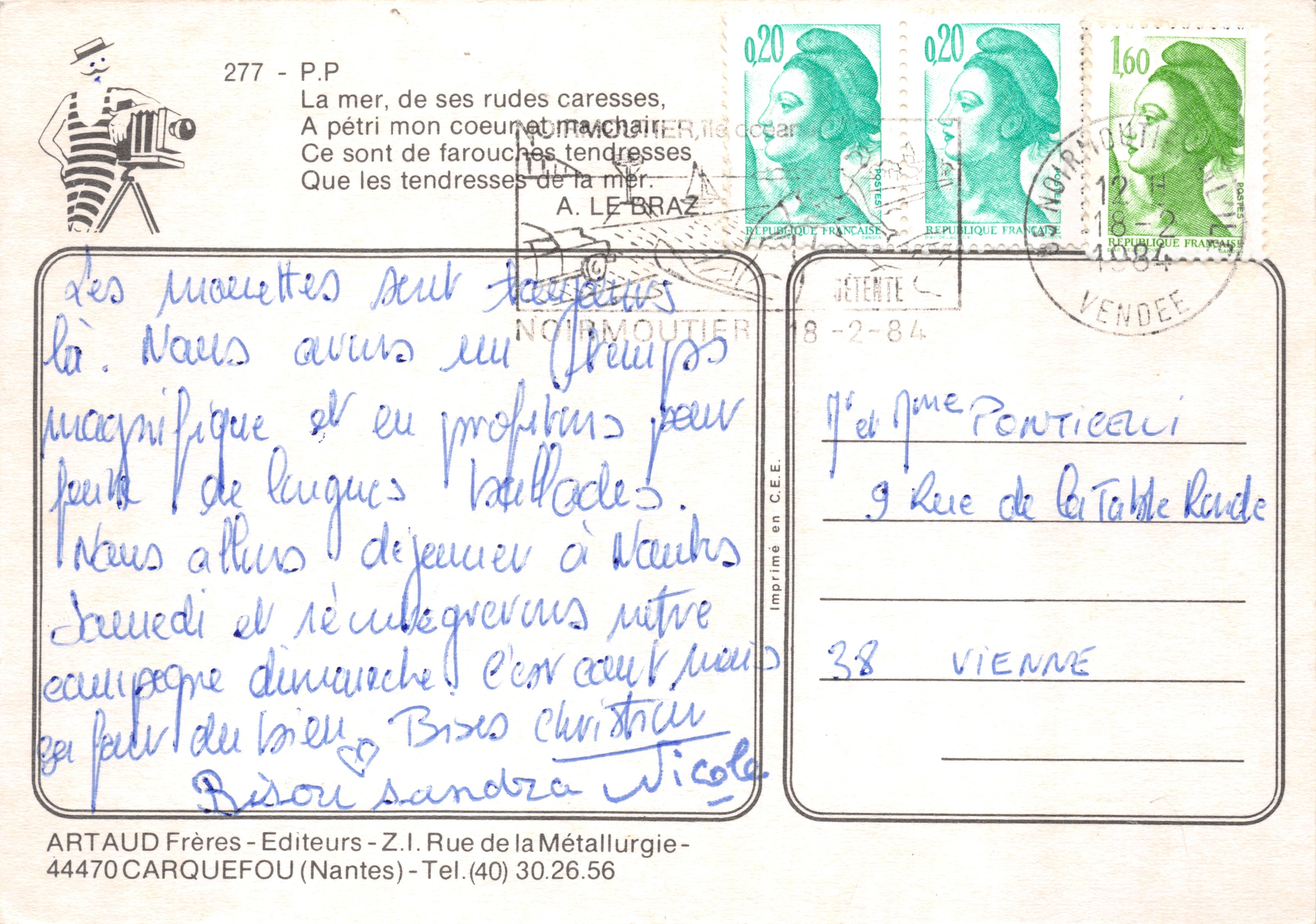 Gaviotas junto al muelle — bollard y cadena — ARTAUD Frères - Z.I. Rue de la Métallurgie - 44470 CARQUEFOU — Reverso