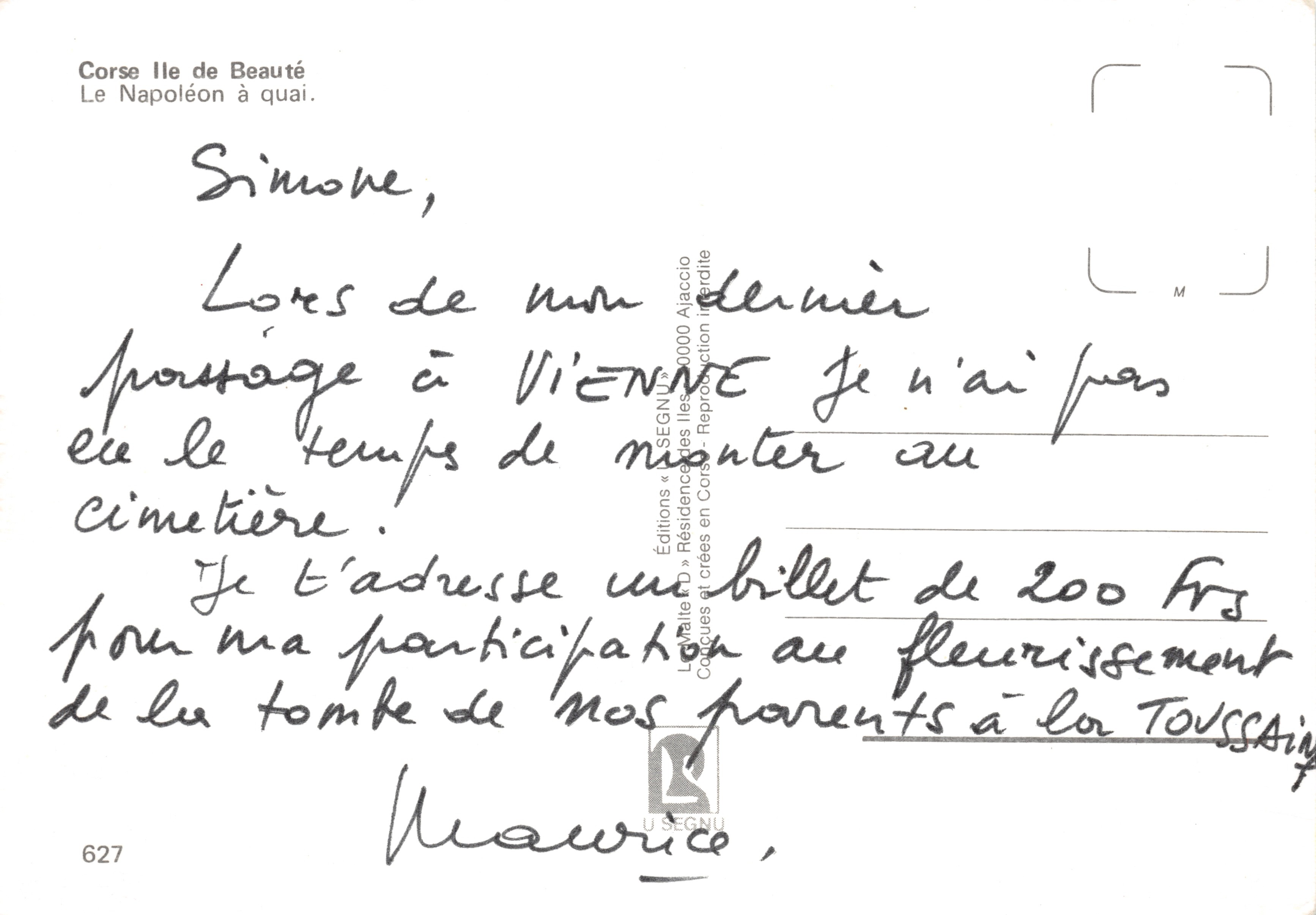 Napoleón — barco de crucero en el muelle — Ediciones « SEGNIU » — Reverso