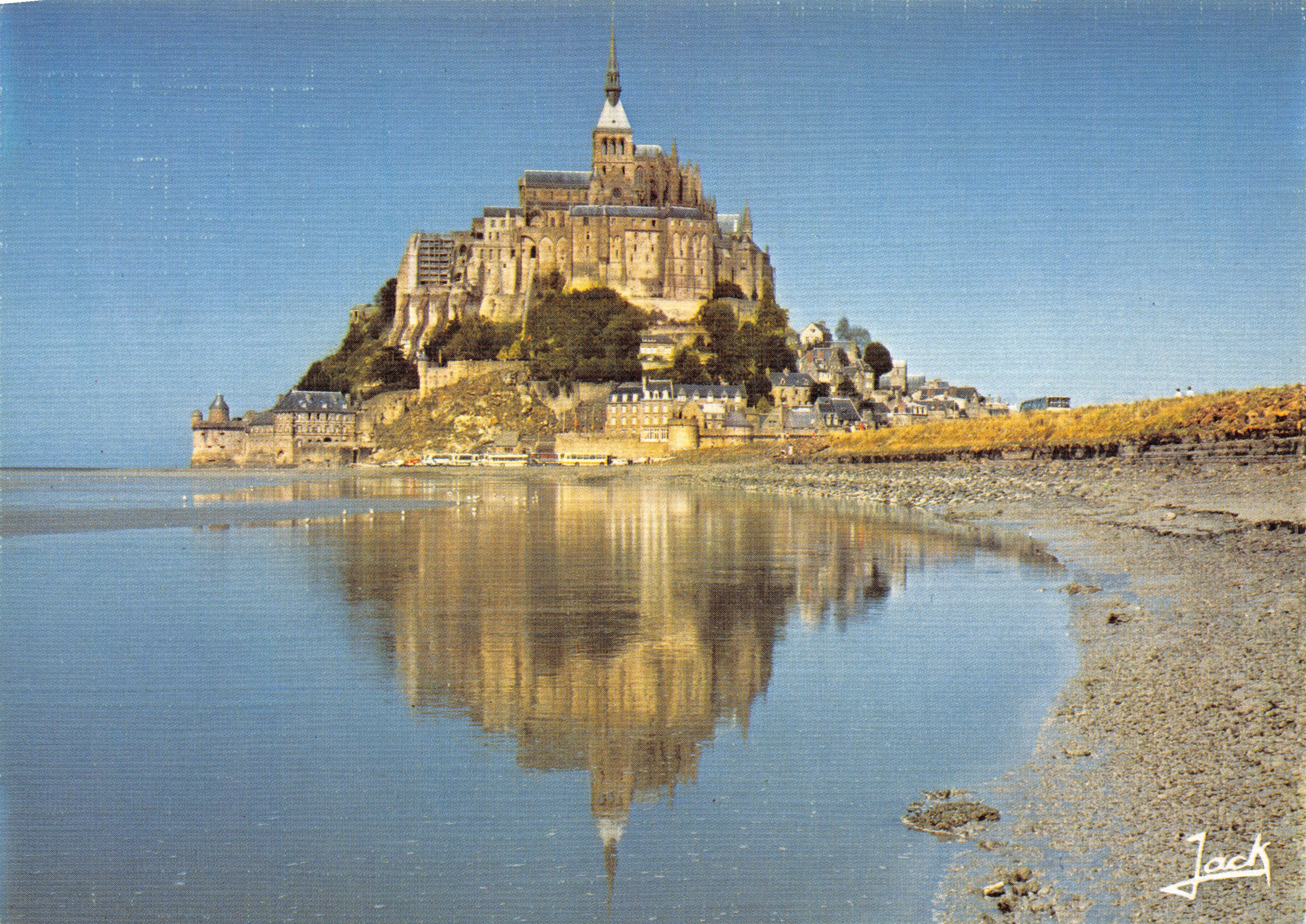 Monte Saint-Michel — vista con riflessione nell'acqua — editore Art'JACK, n. 4188