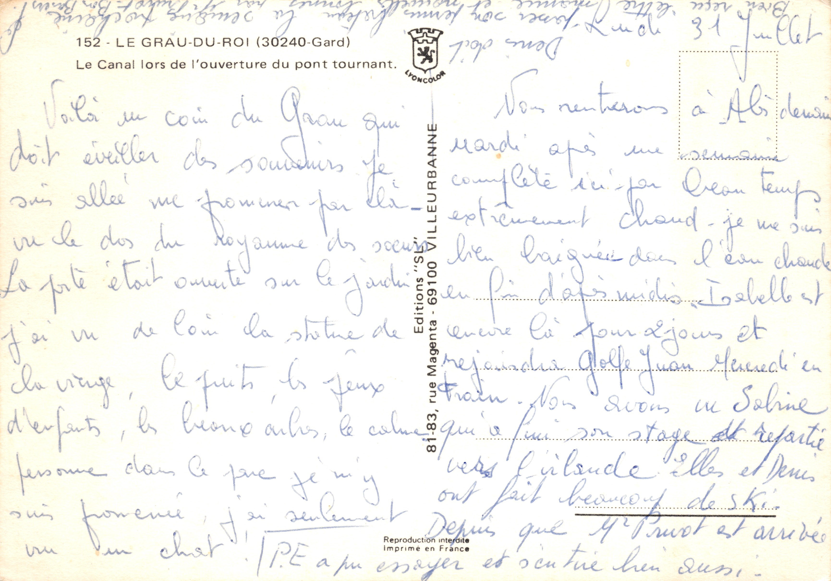 Le Grau-du-Roi — opening of the rotating bridge — Éditions Magneta — Back