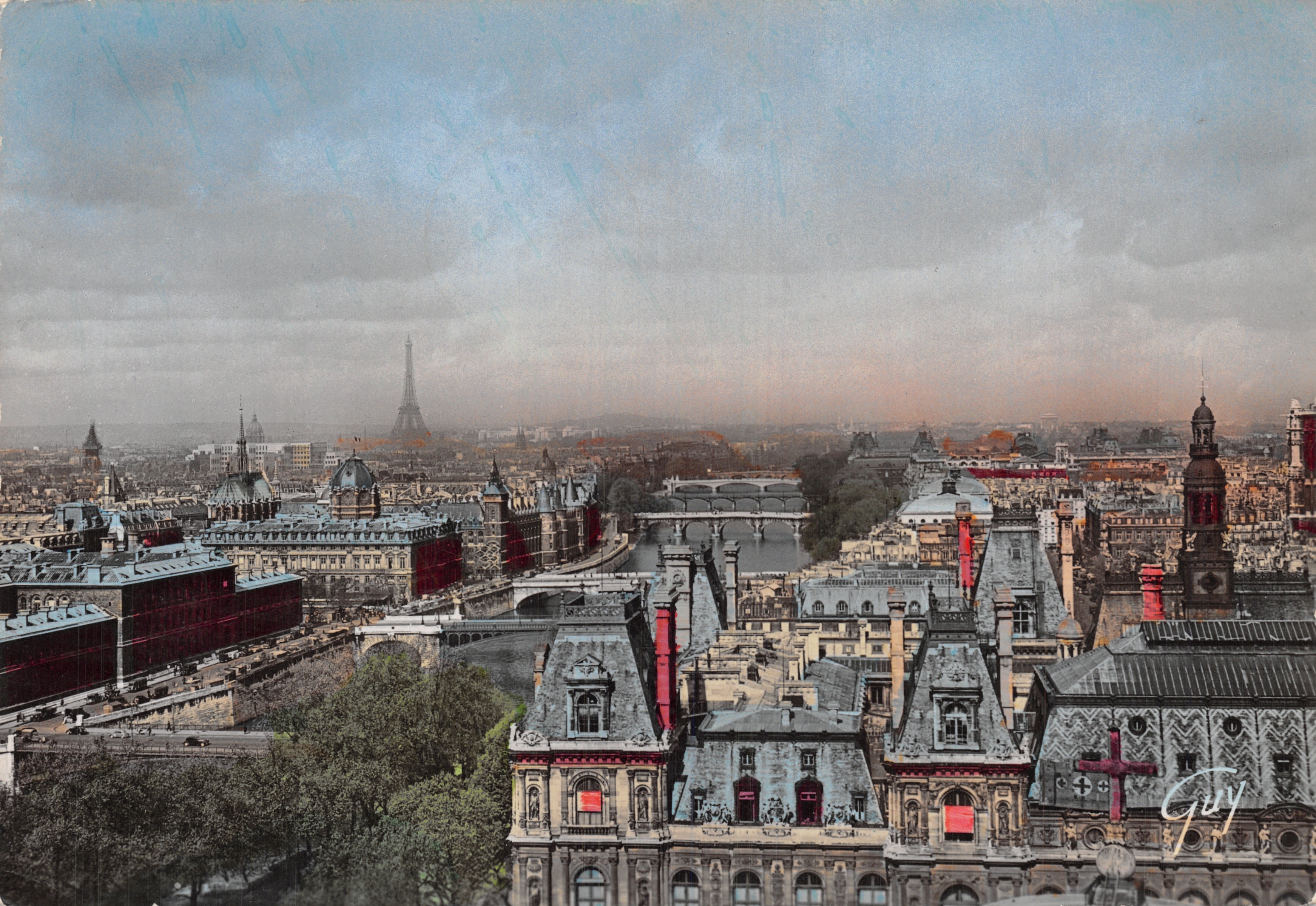 Parigi e le sue meraviglie — Vista dei sette ponti — Editore André Leconte, n°8.236