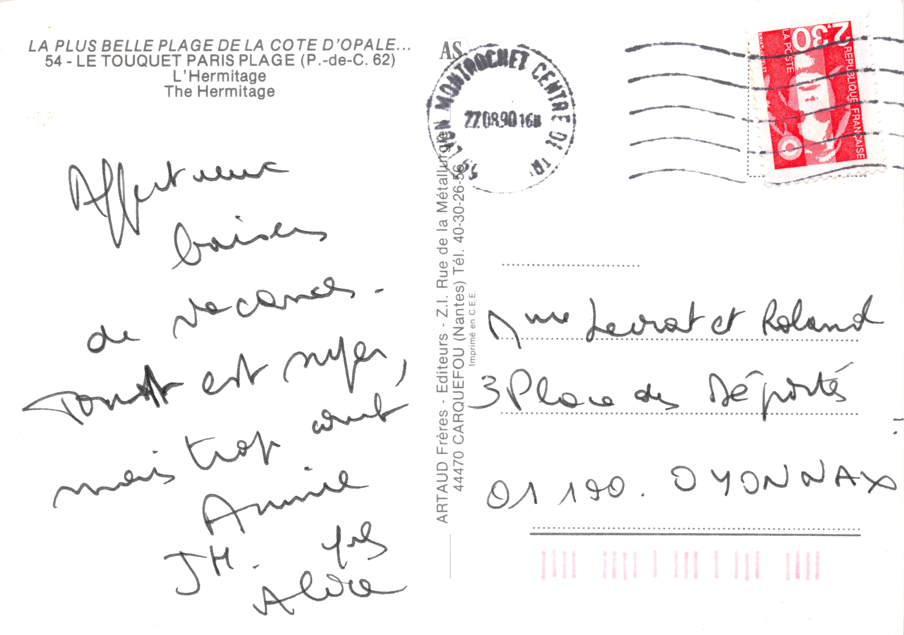 Le Touquet-Paris-Plage — Hotel The Hermitage — editor ARTAUD Frères — Reverso