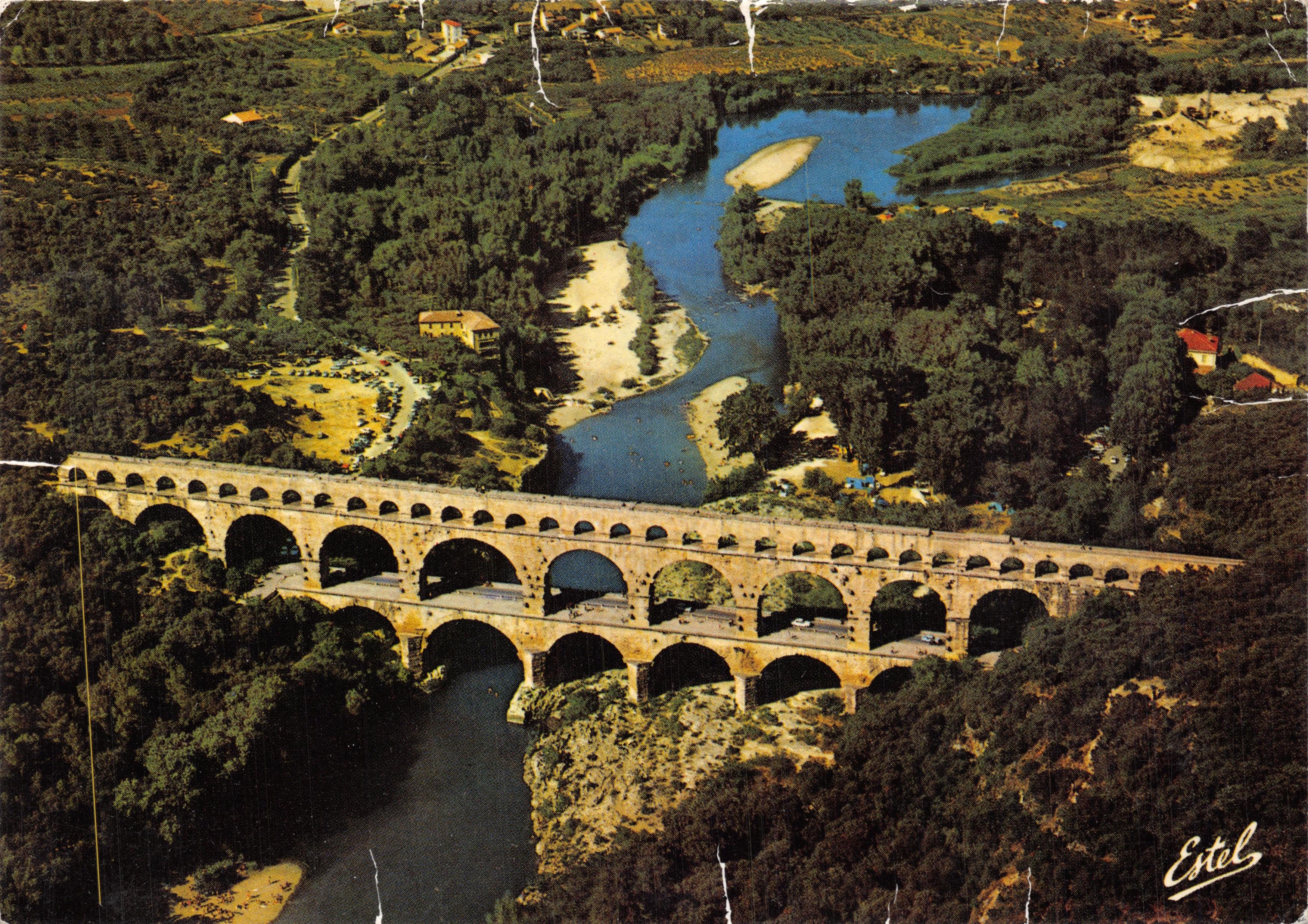 Pont du Gard — Romeinse aquaduct over het Gardon — uitgever Estel
