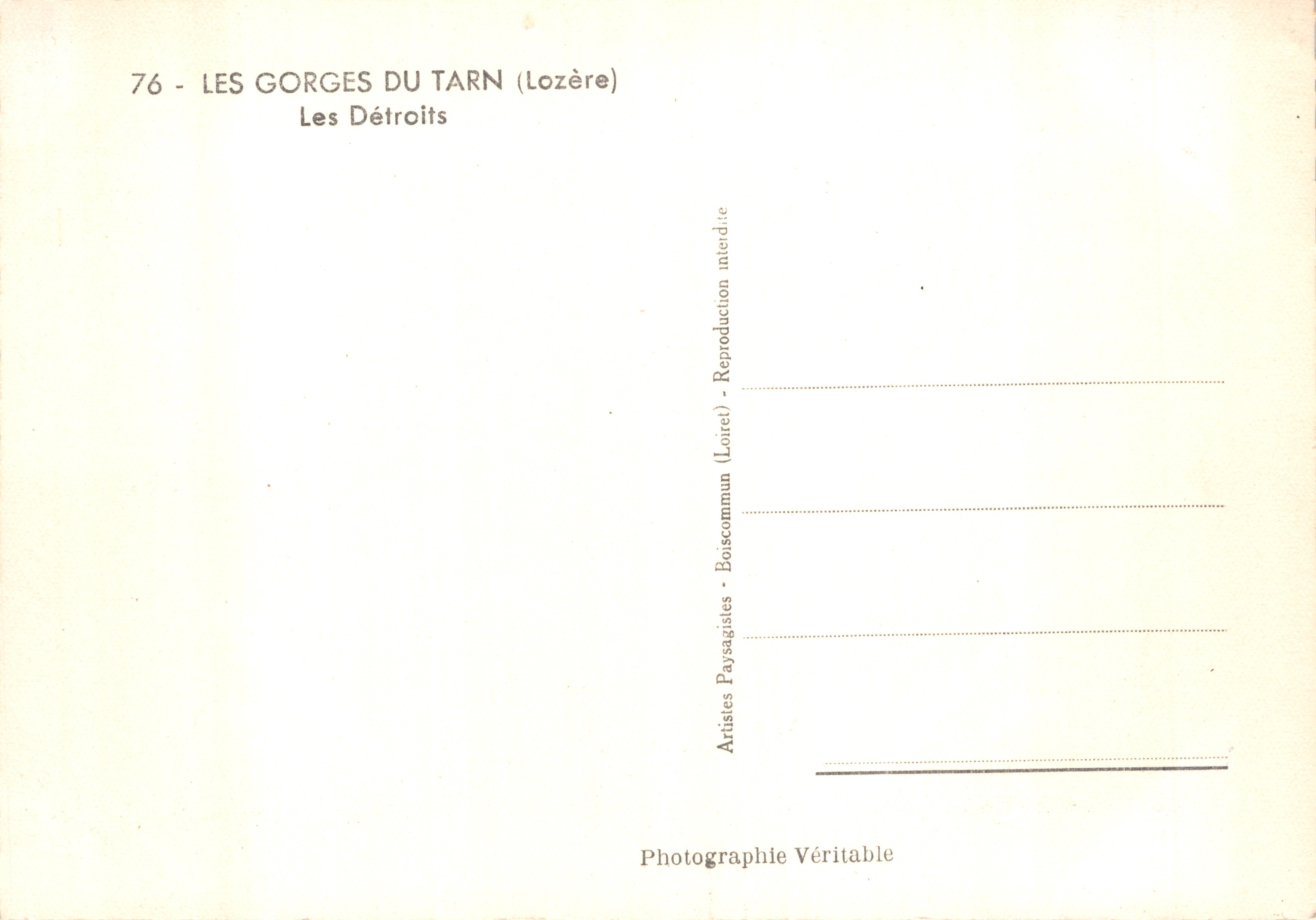 Les Gorges du Tarn — Les Détroits — Boiscommun — Achterkant