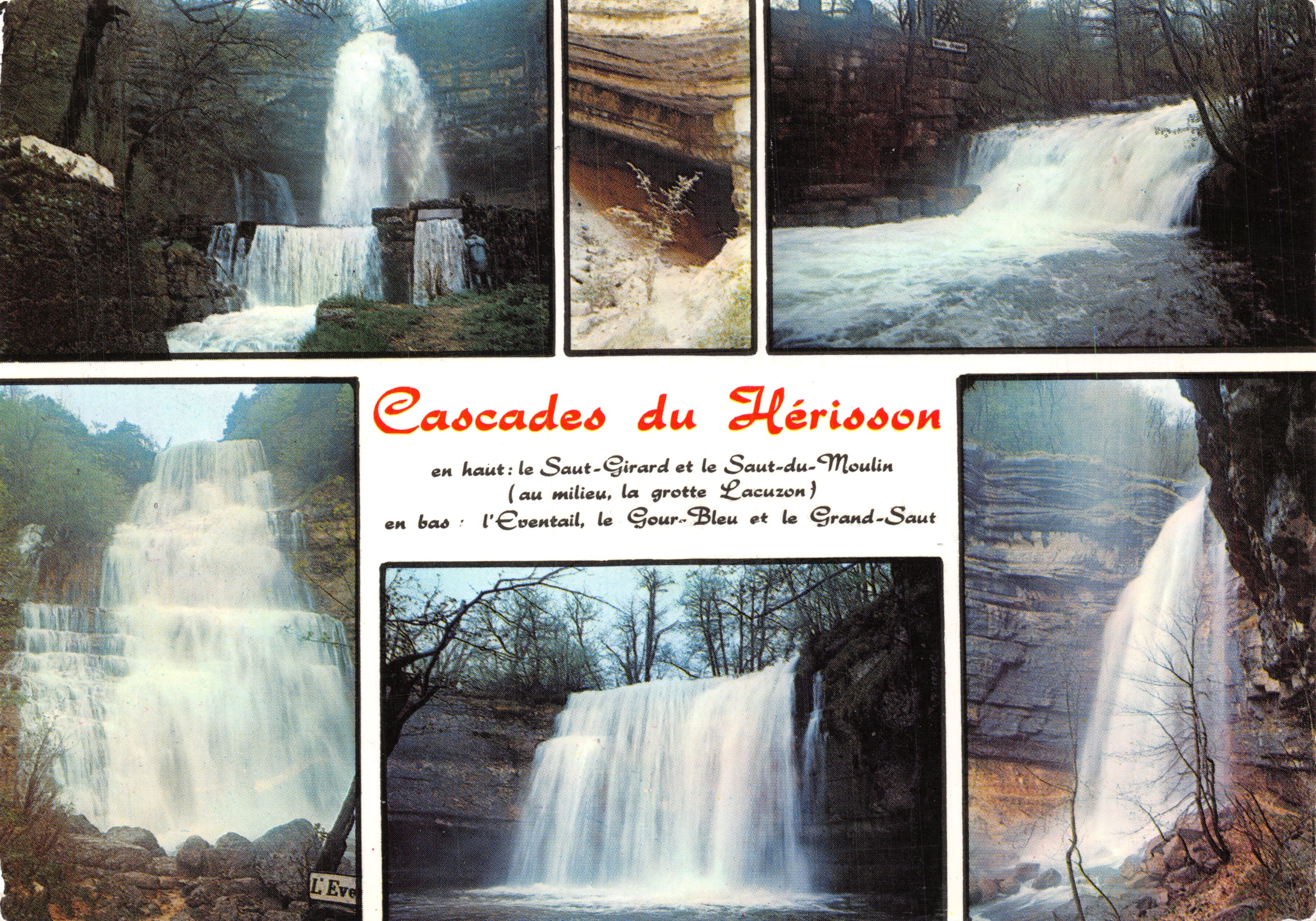 Cascades du Hérisson — vue composite de plusieurs chutes d'eau et grottes, éditeur Éditions de l'Économie