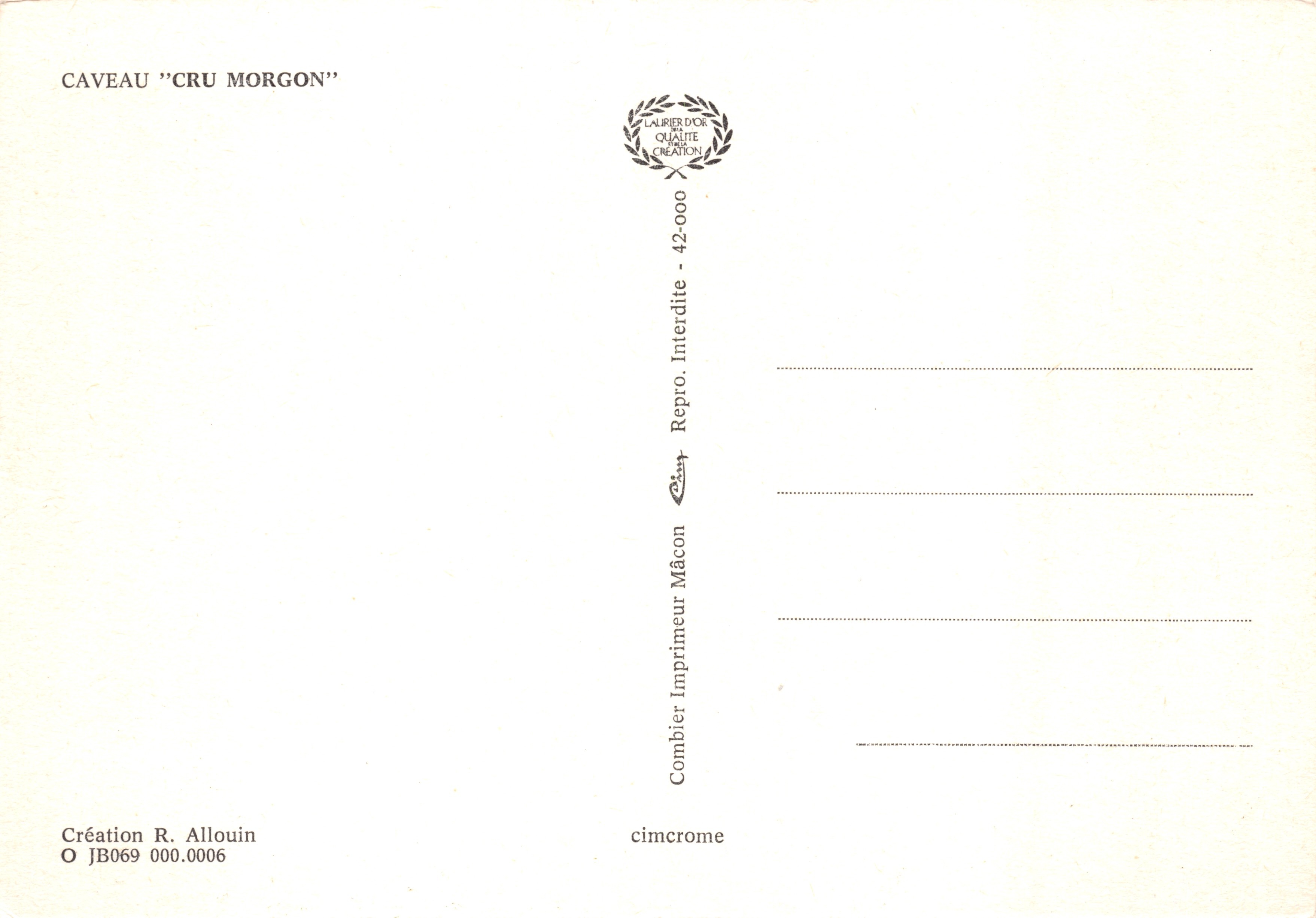 Un uomo che prega — scena umoristica con pergamena — editore Combier Imprimeur Mâcon, n. JB069 000.0006 — Verso