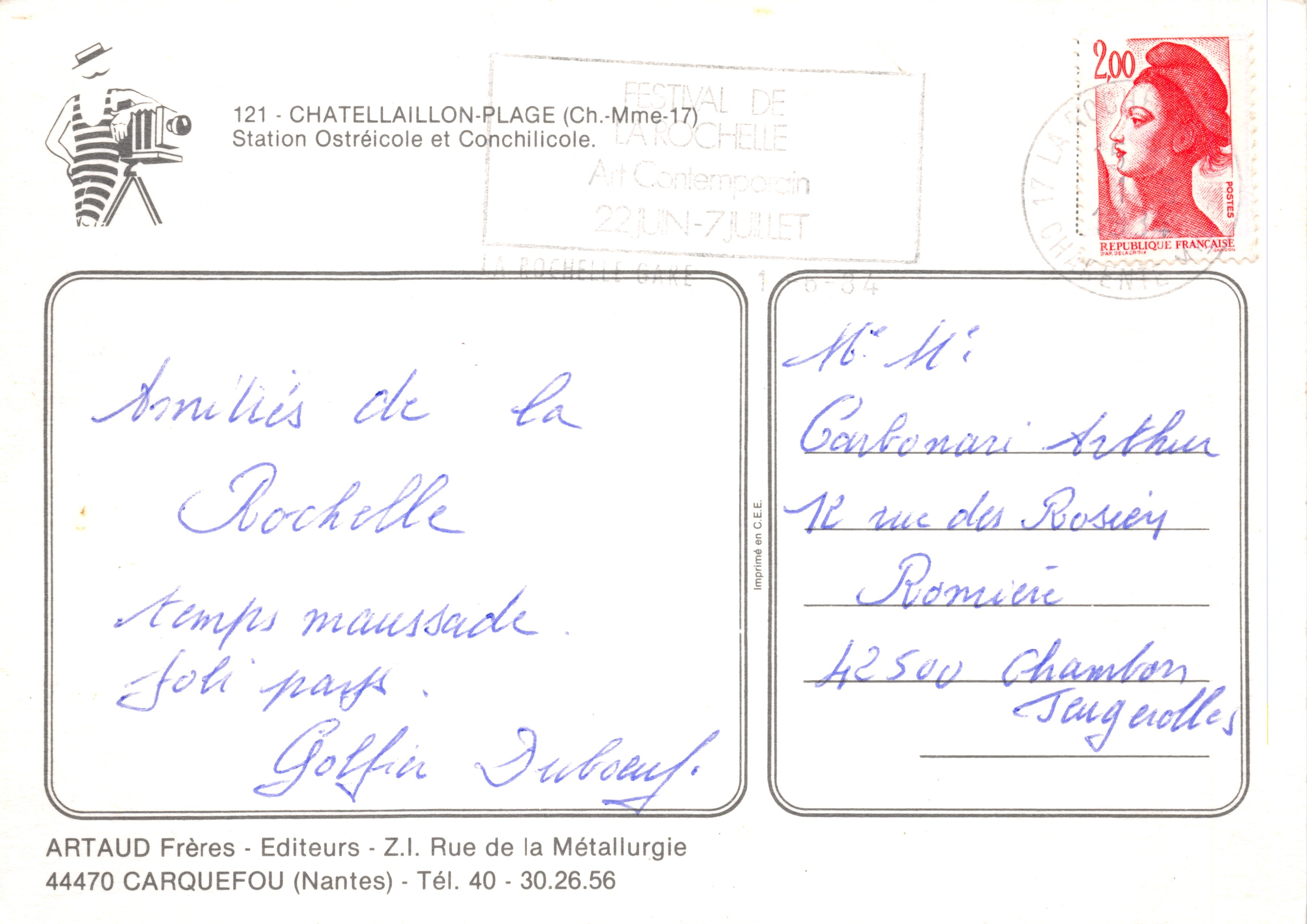 Châtelaillyon-Plage — vue aérienne de la station et de l'activité ostréicole — éditeur ARTAUD Frères — Reverso