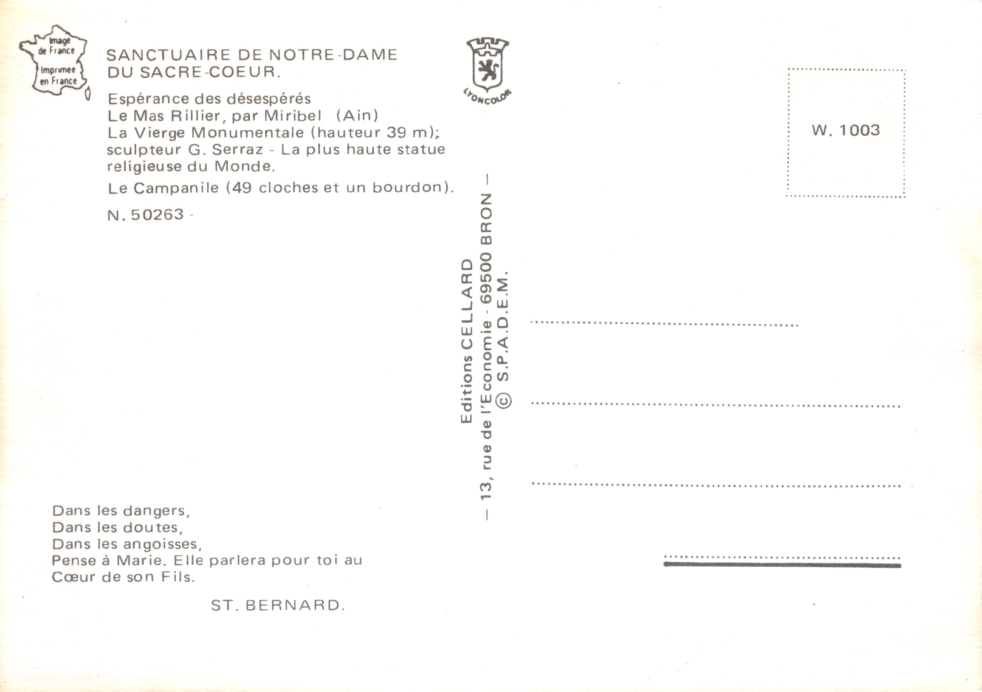 Notre-Dame du Sacré-Cœur — Santuario de Miribel (Ain) — Editions Cellard — Reverso