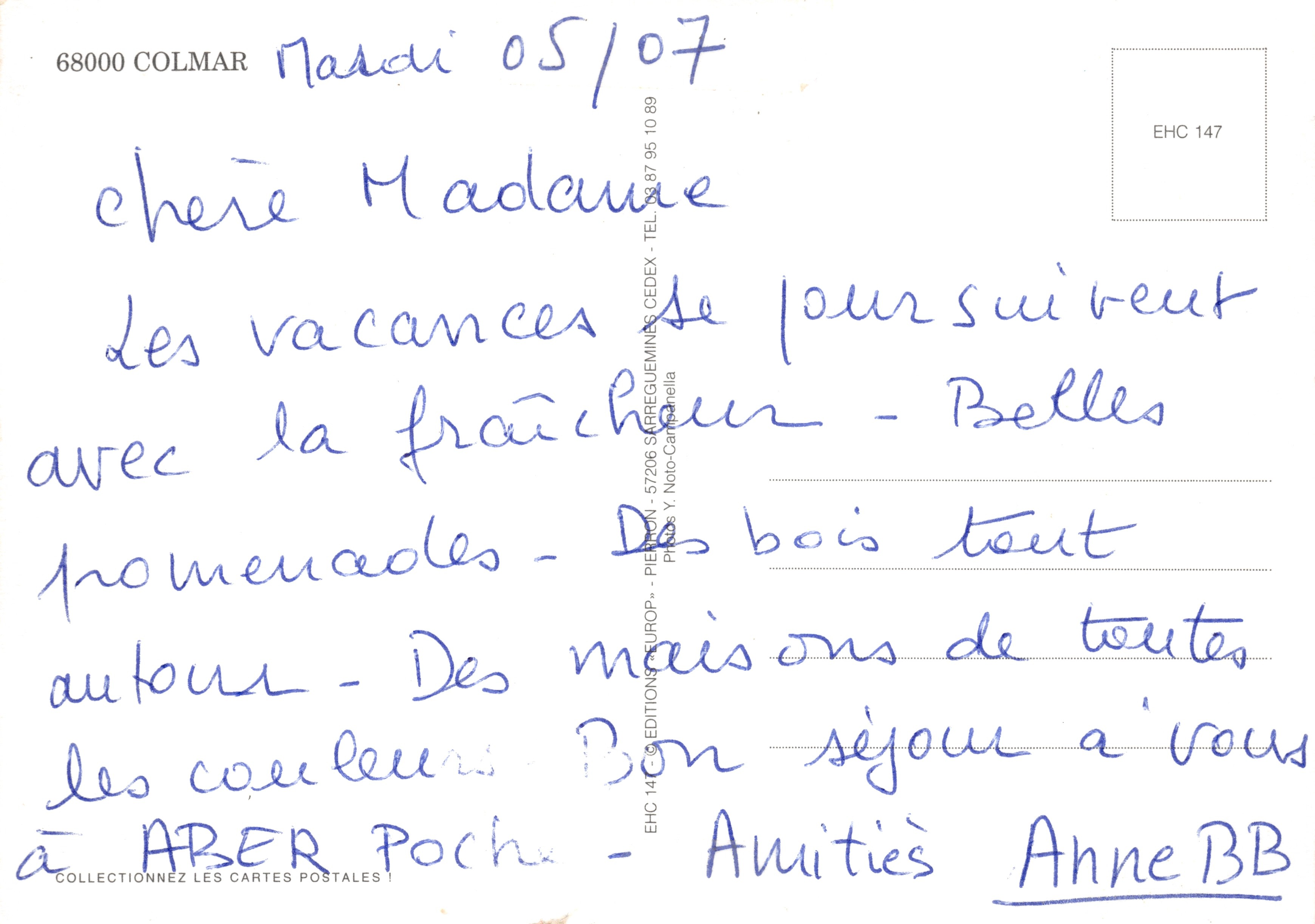 Colmar — panoramische uitzicht van houten huisjes en het kanaal — Éditions Y. Noto-Cartabella — Achterkant