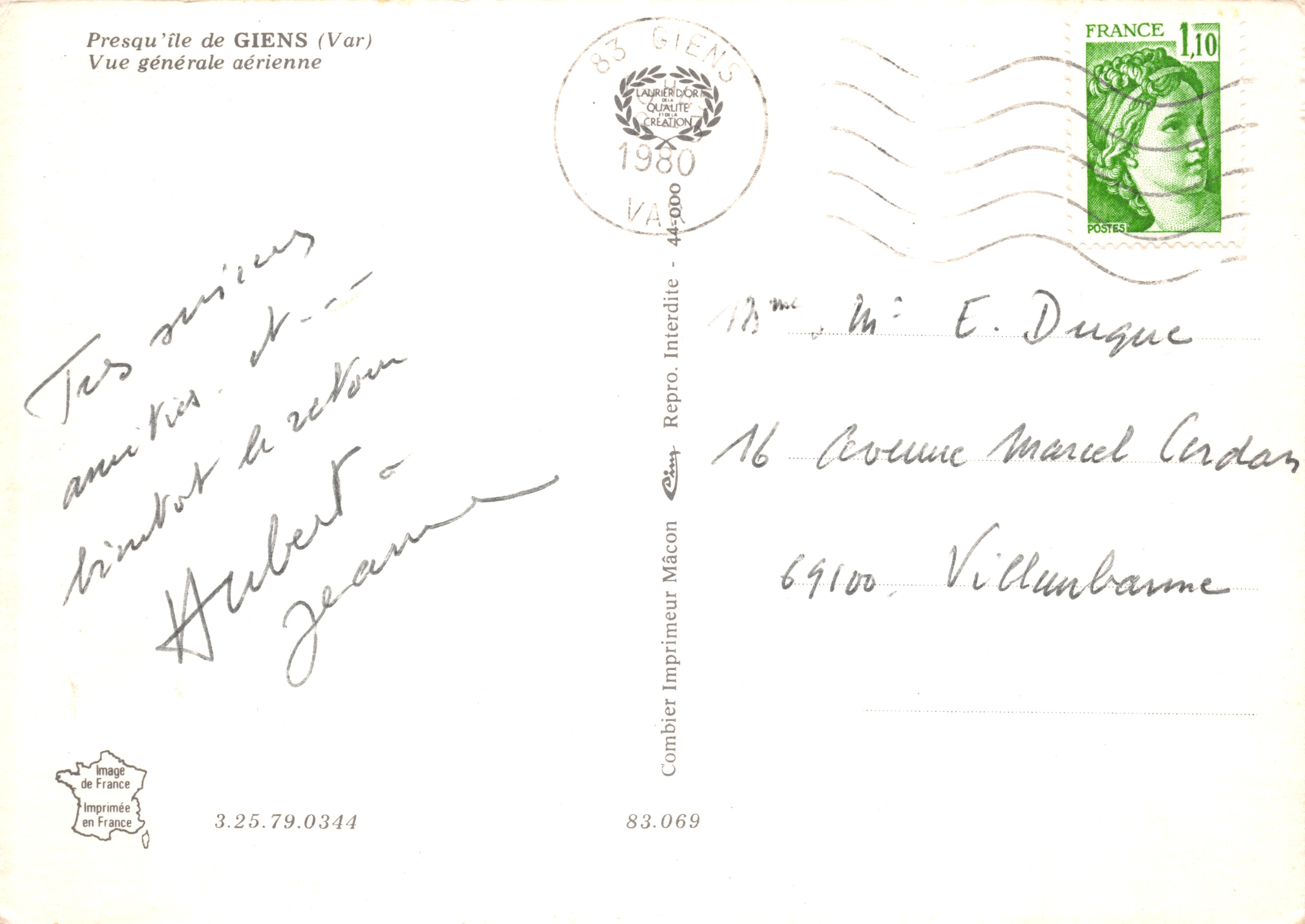Presqu'île de Giens — luchtfoto — V.V.F. Drukker in Giens — Achterkant