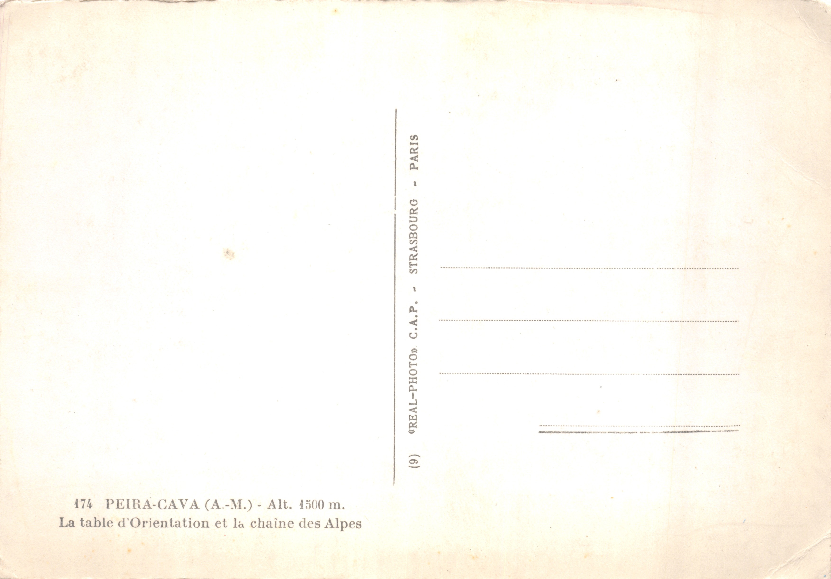 Peira-Cava — Table d'Orientations — éditeur REAL-PHOTO C.A.P. - PARIS — Reverso