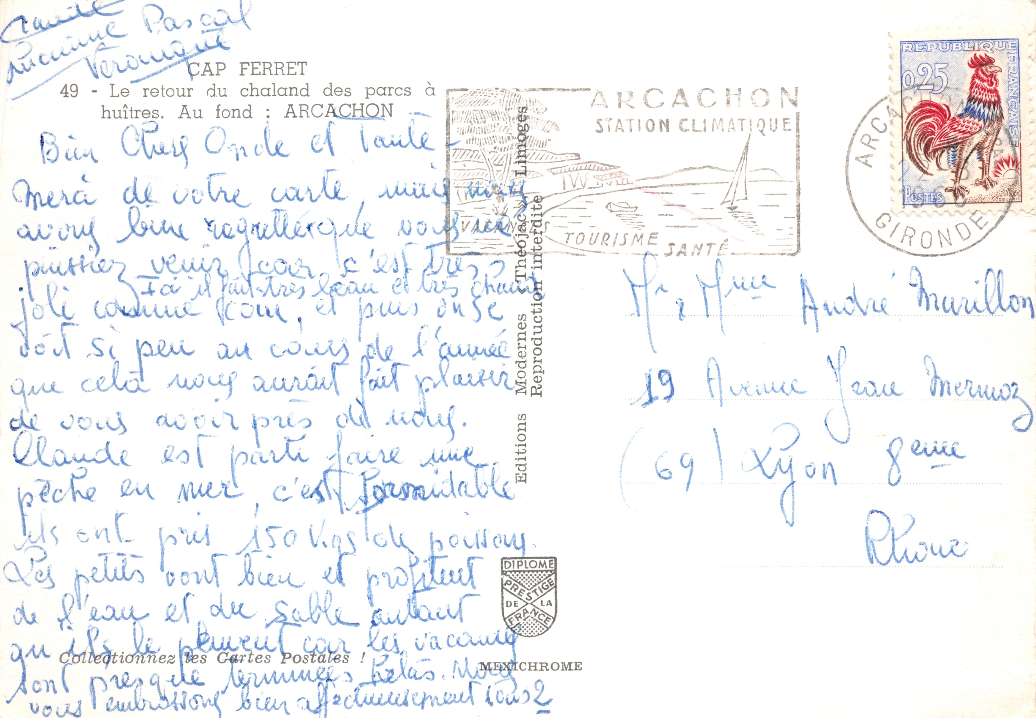 Cap Ferret — uitzicht op de baai met een visboot — Editions Modernes Réproduction Intermitte — Achterkant