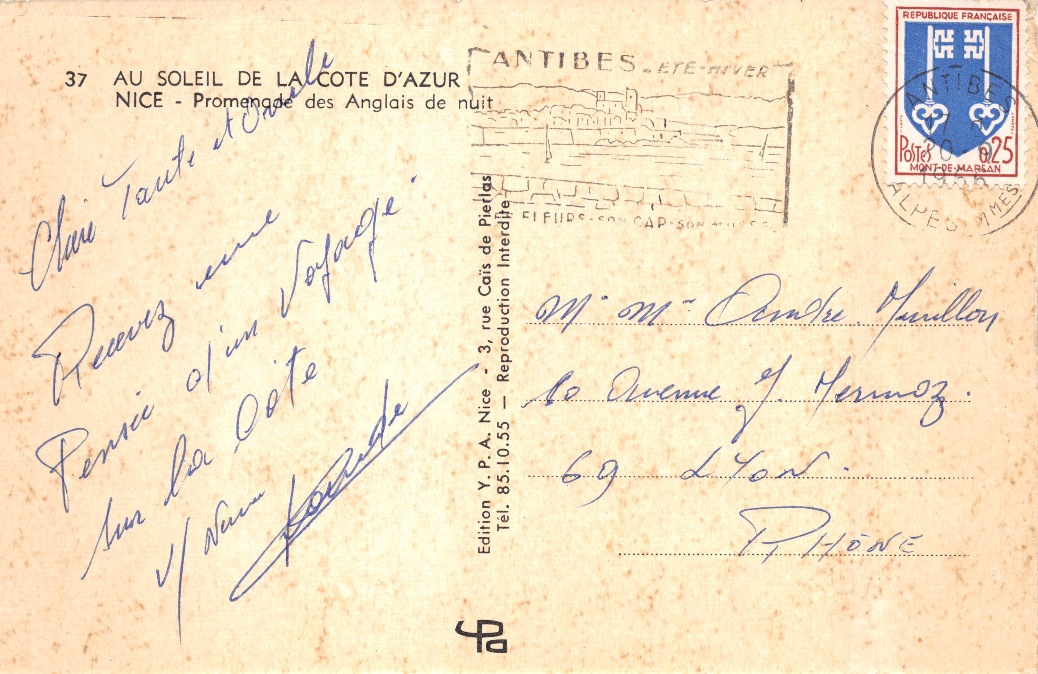 Nice — Die Promenade des Anglais bei Nacht — Édition Y.P.A. Nice — Rückseite