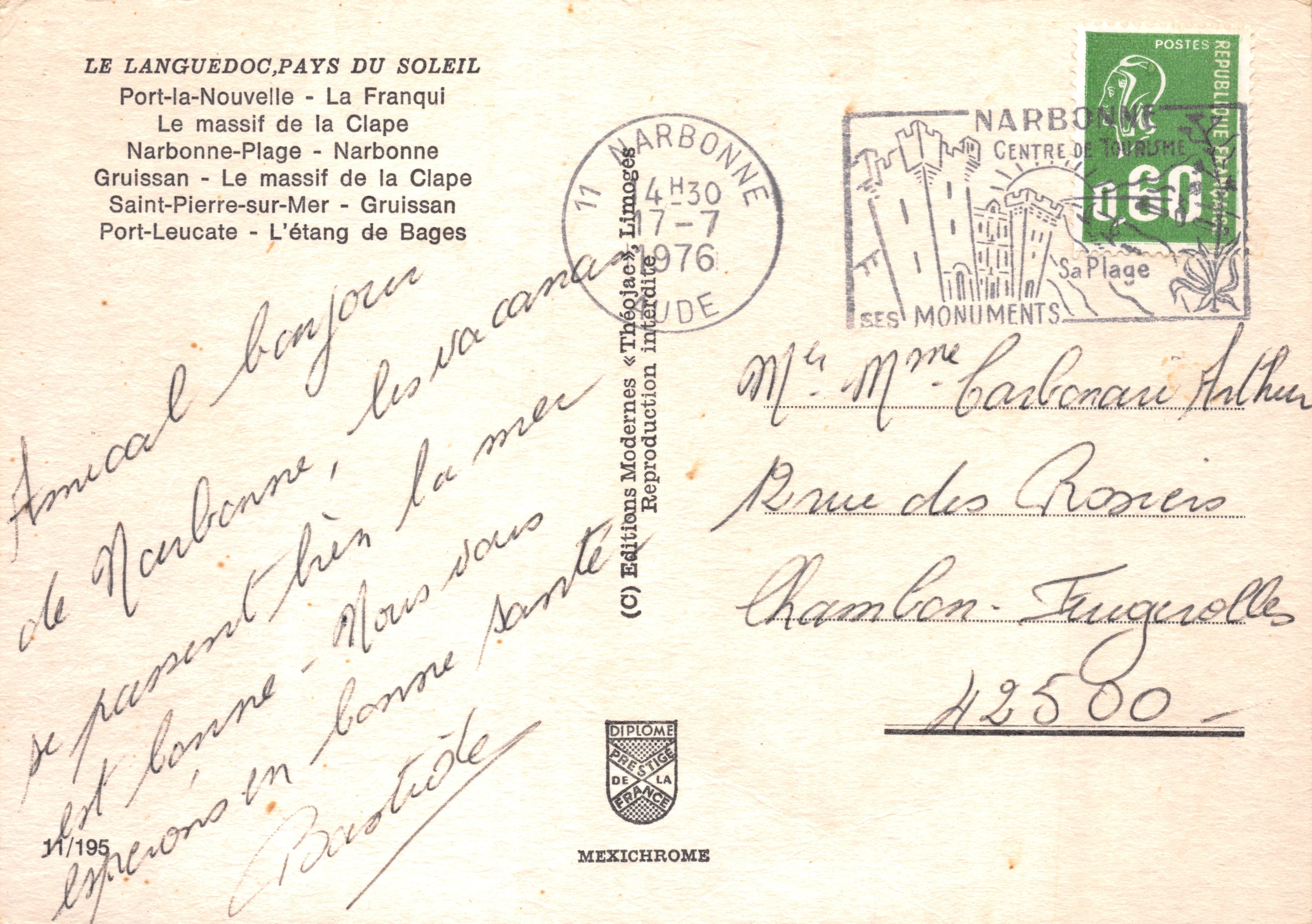 Languedoc — Land des Sonns — Moderne Ausgaben « Théolac » — Rückseite