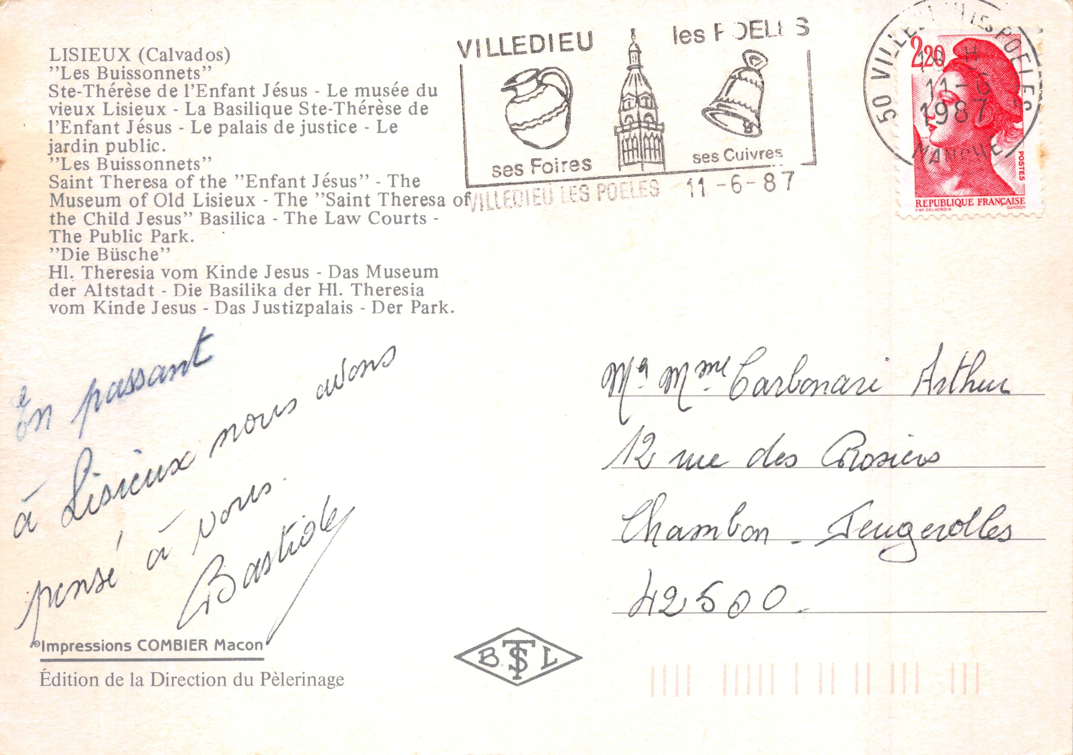 Lisieux — Editore Impressions COMBIER Macon — Verso