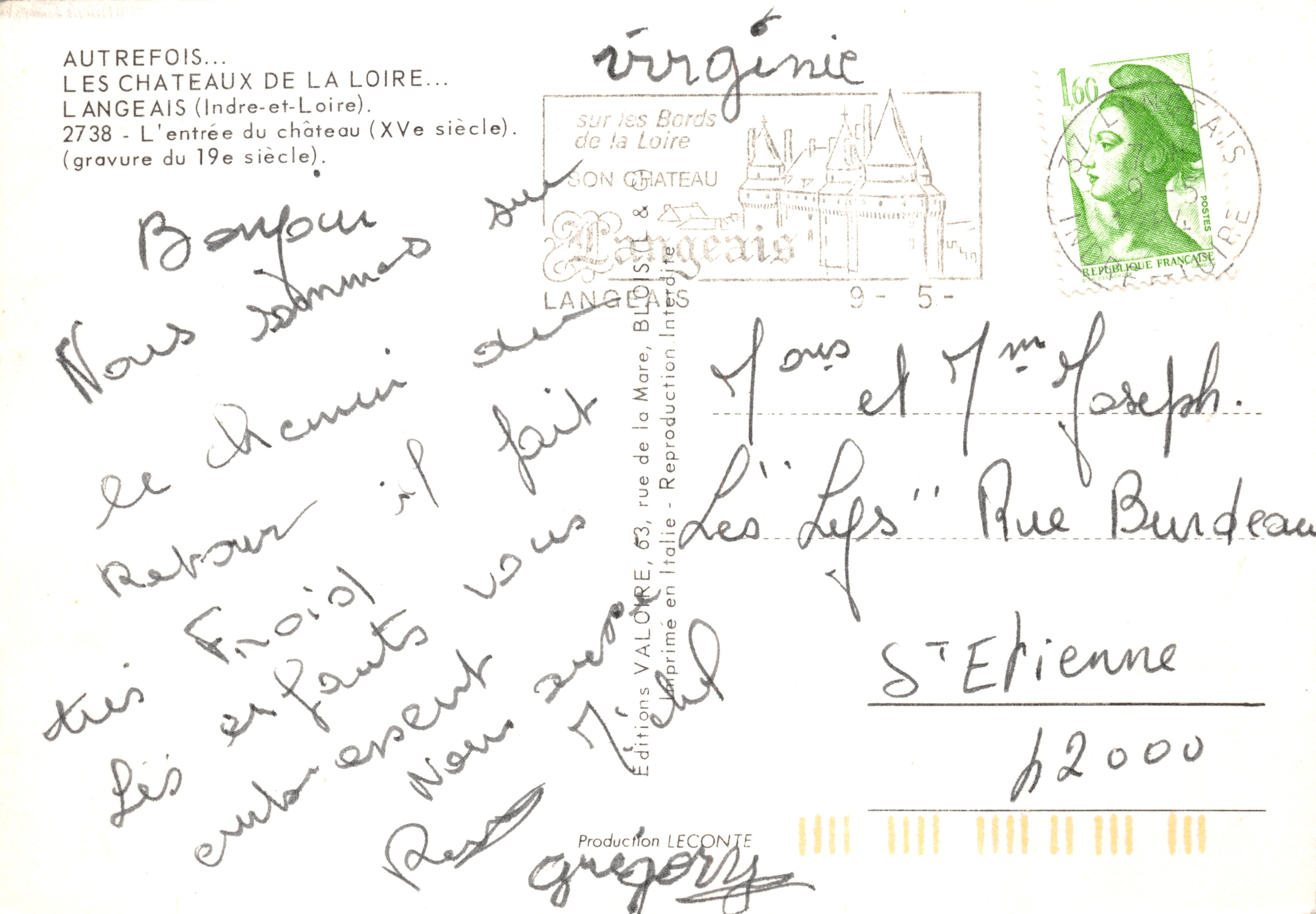 Castello di Langeais — ingresso al castello — Editions VALORE, n. 2738 — Verso