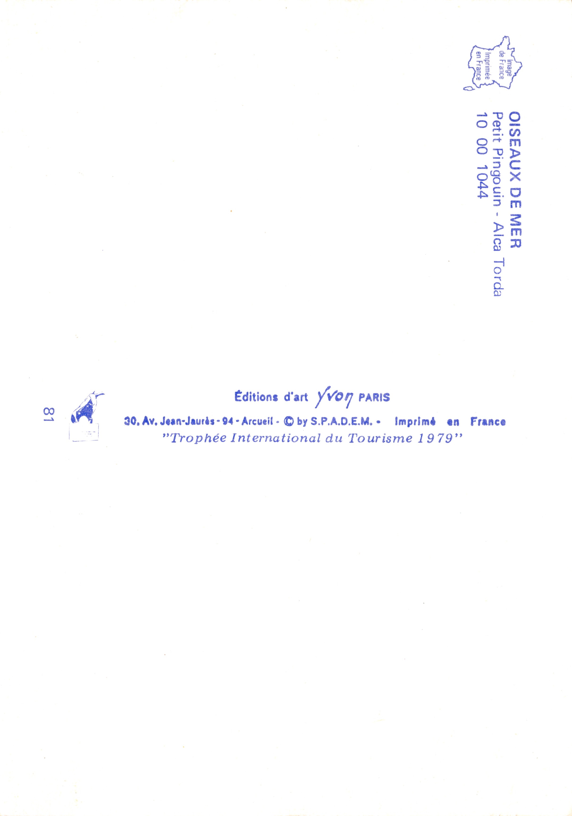 Oiseaux de mer — deux puffins sur rochers — Éditions d'art Yvon, n°81 — Reverso