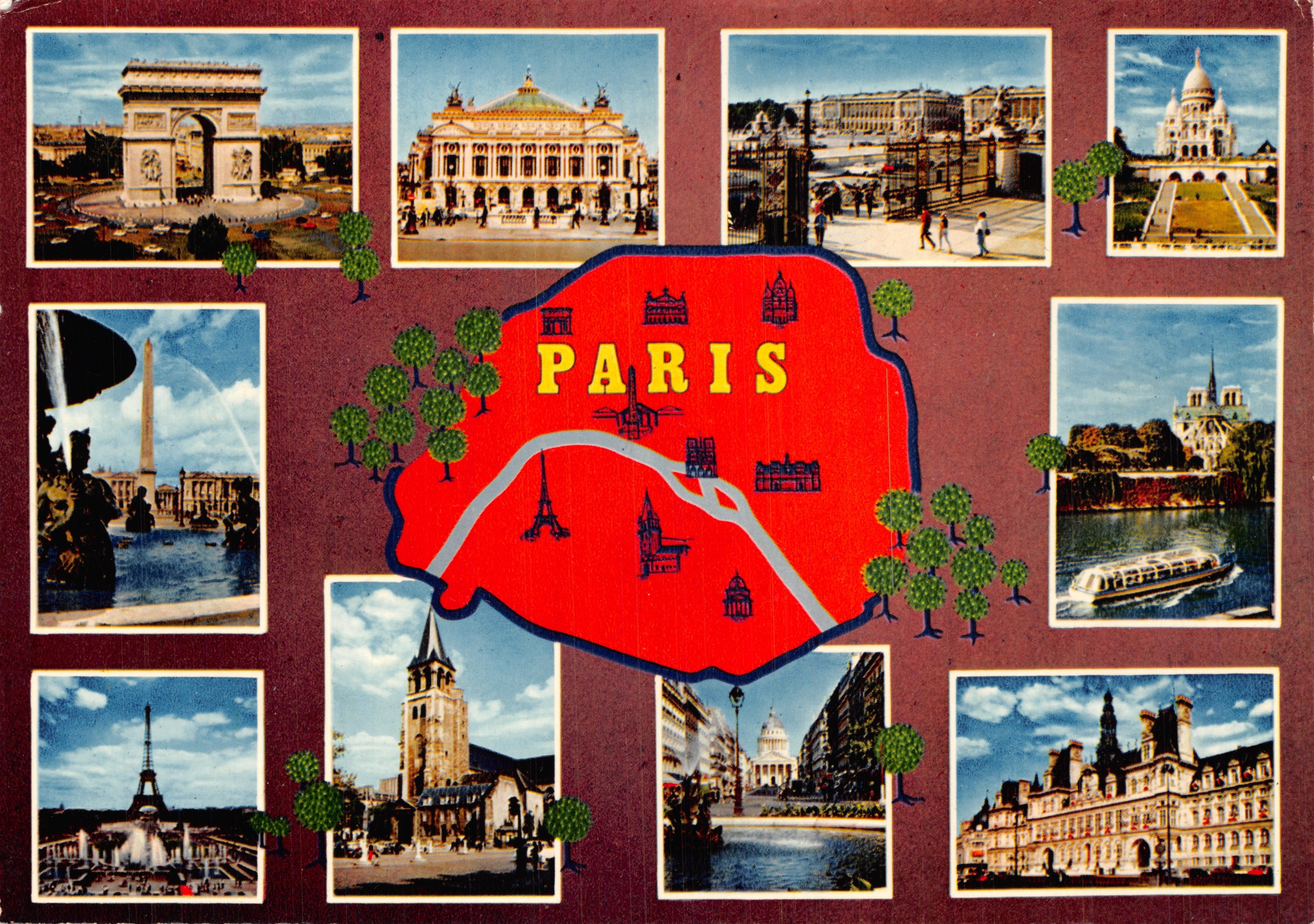 Parigi — vista panoramica con mappa stilizzata — editore HACHETTE