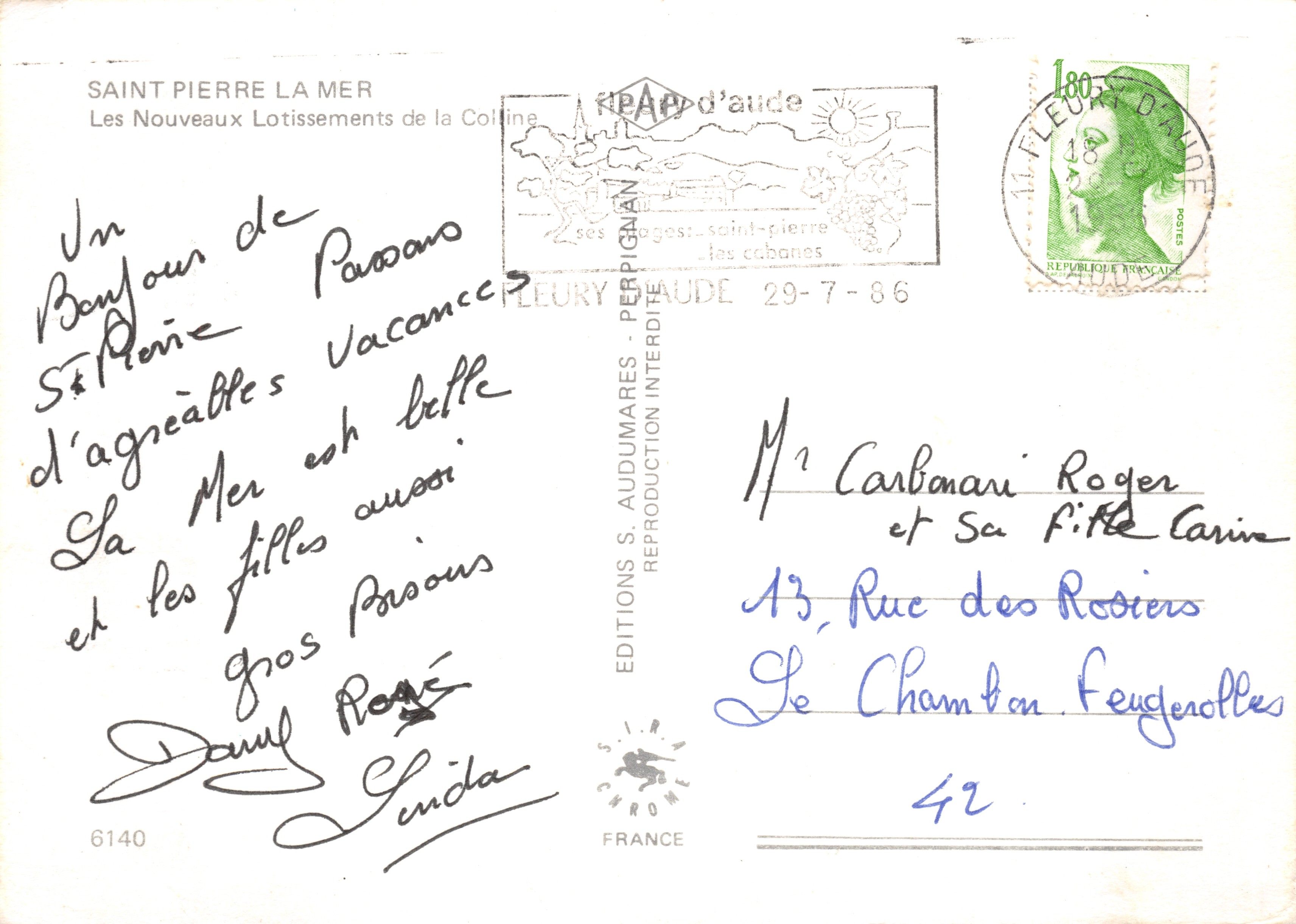 St Pierre La Mer — panoramische uitzicht op de wijk en de zee — Editions S. Audumares — Achterkant