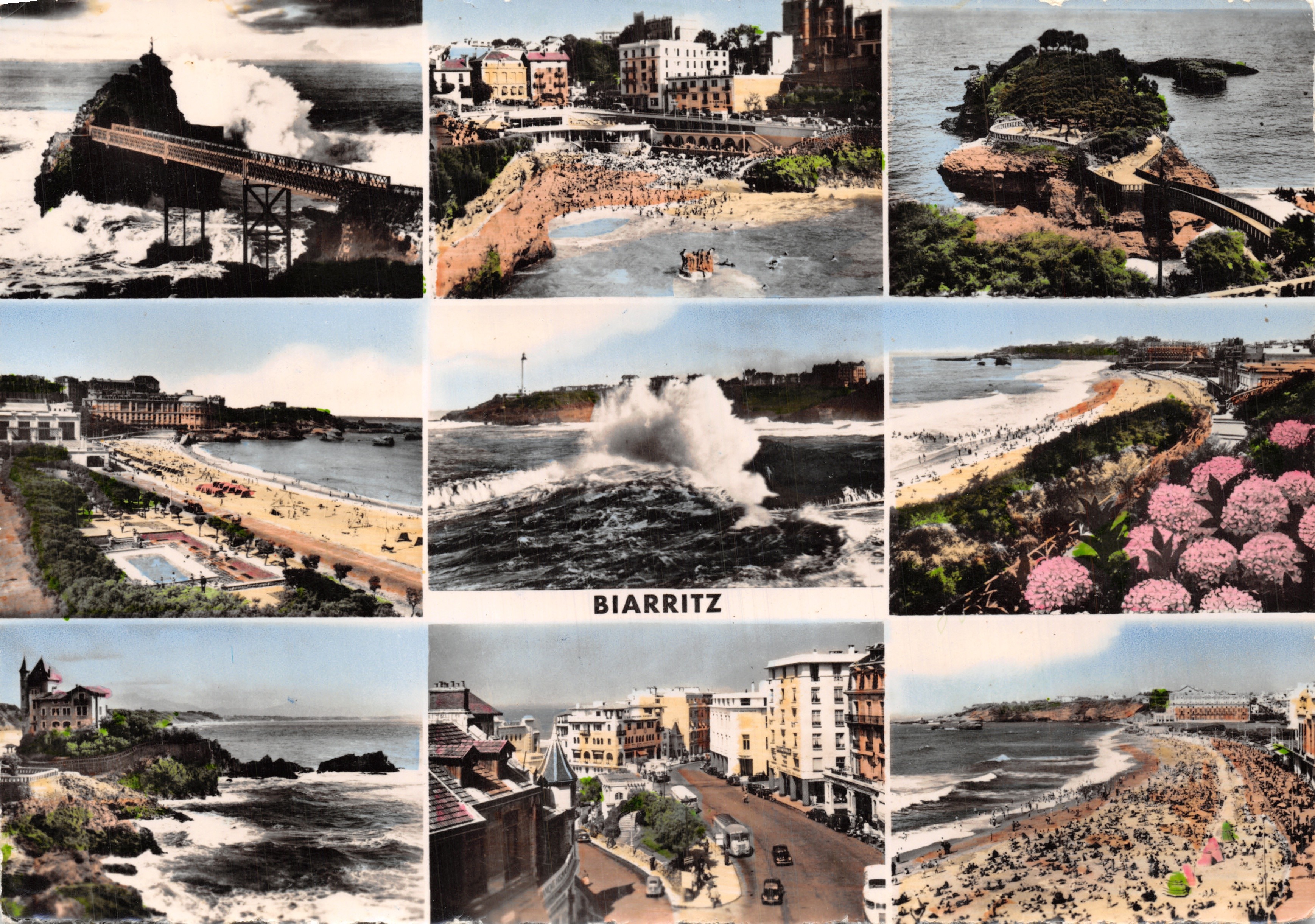 Biarritz — vista panorámica con playas, rocas y edificios — editor Réal-Photo, n.º 2893